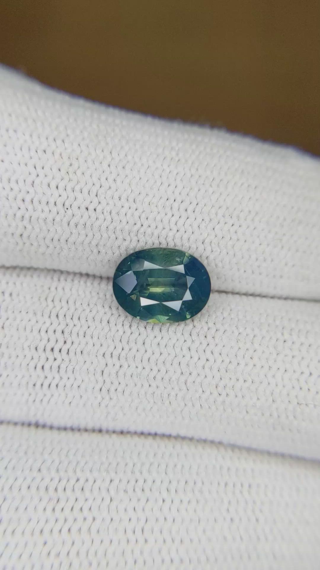 2.09 Ct. Bluish Green Sapphire from Madagascar Size Video