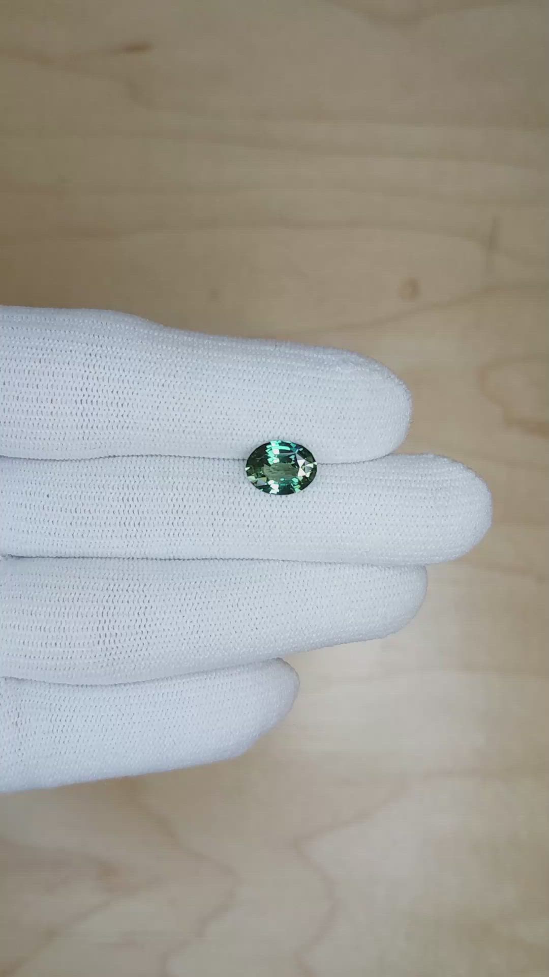 1.83 Ct. Bluish Green Sapphire from Ceylon (Sri Lanka) Size Video