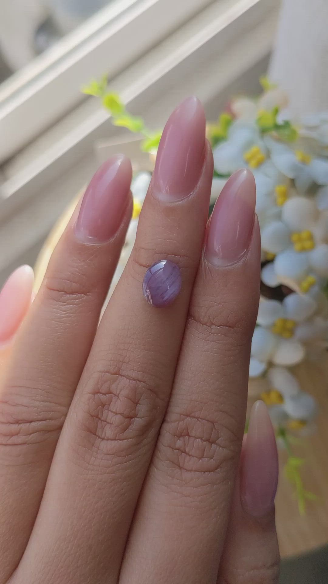 1.51 Ct. Pinkish Purple Star Sapphire from Ceylon (Sri Lanka) Size Video