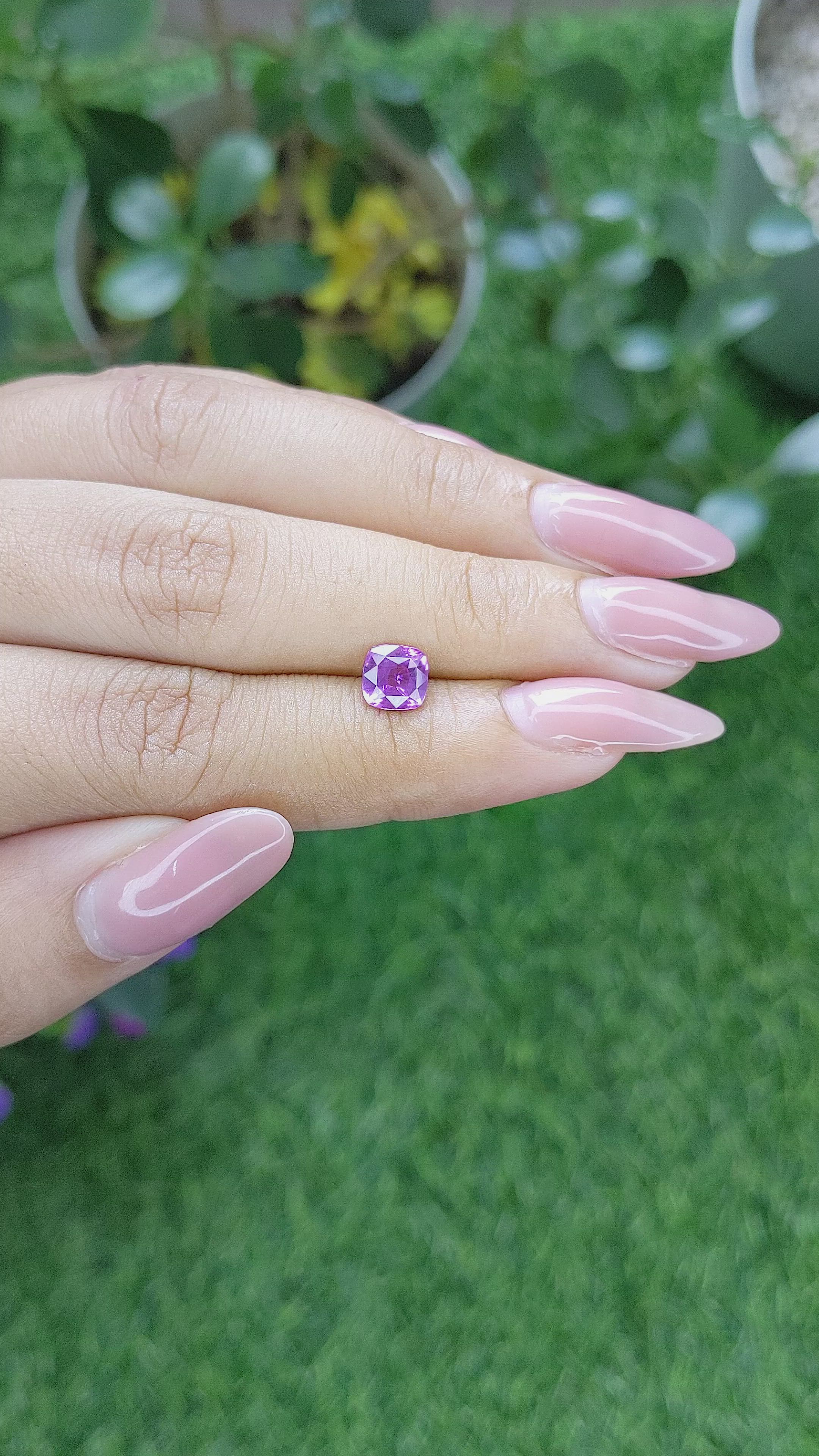 1.22 Ct. Pinkish Purple Sapphire from Tanzania Size Video