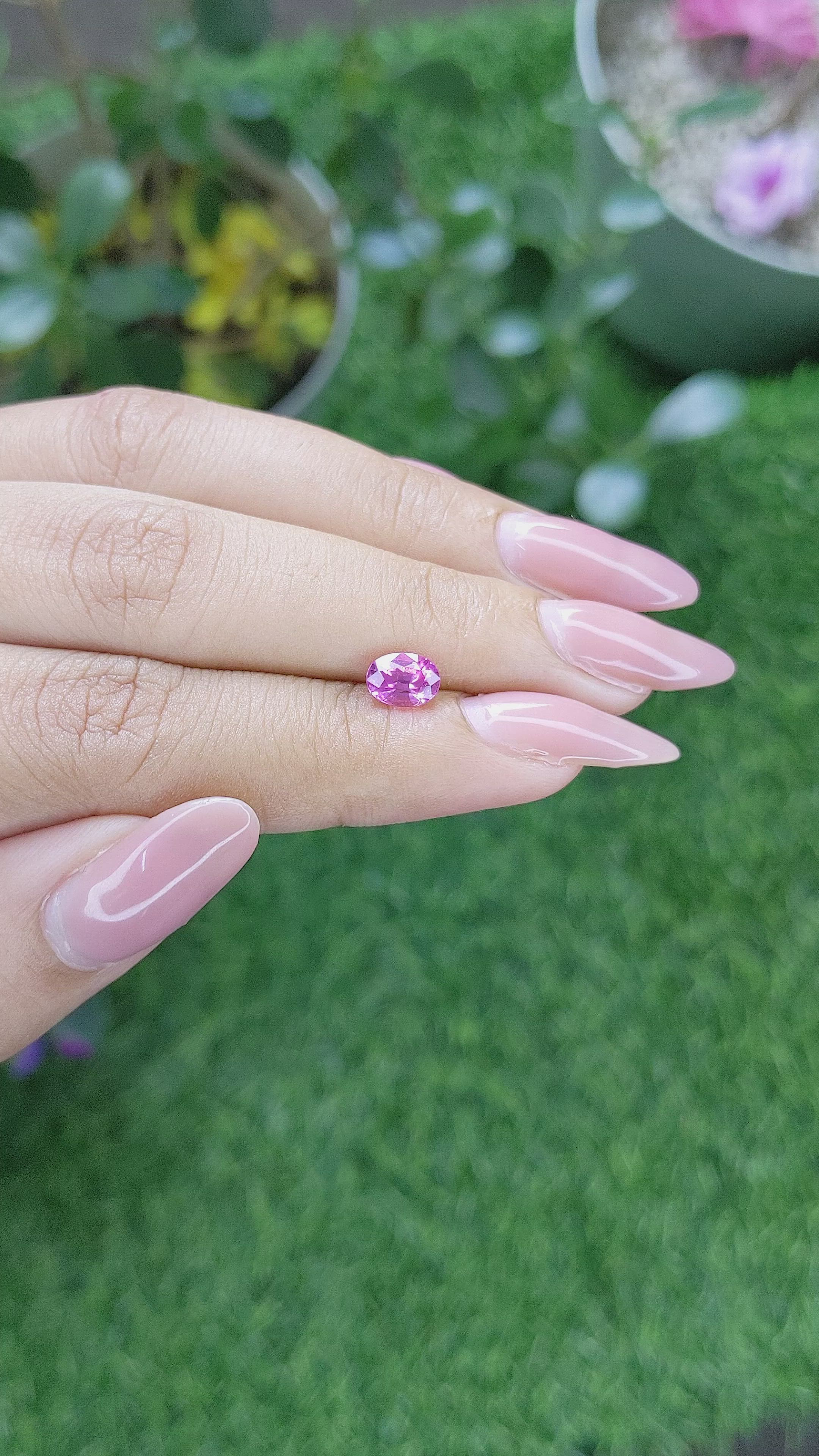 1.08 Ct. Purplish Pink Sapphire from Tanzania Size Video