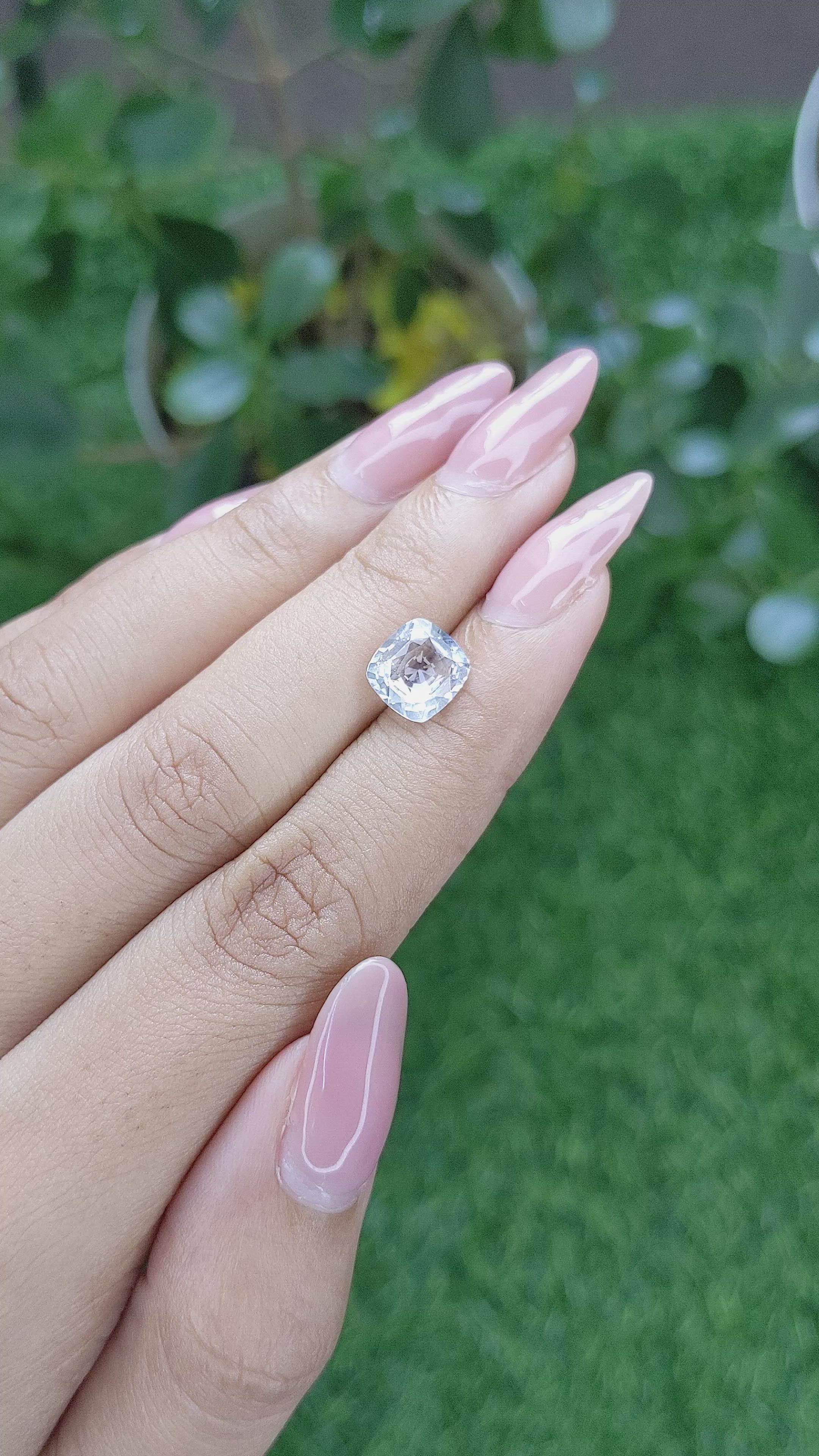 2.59 Ct. White Sapphire from Tanzania Size Video