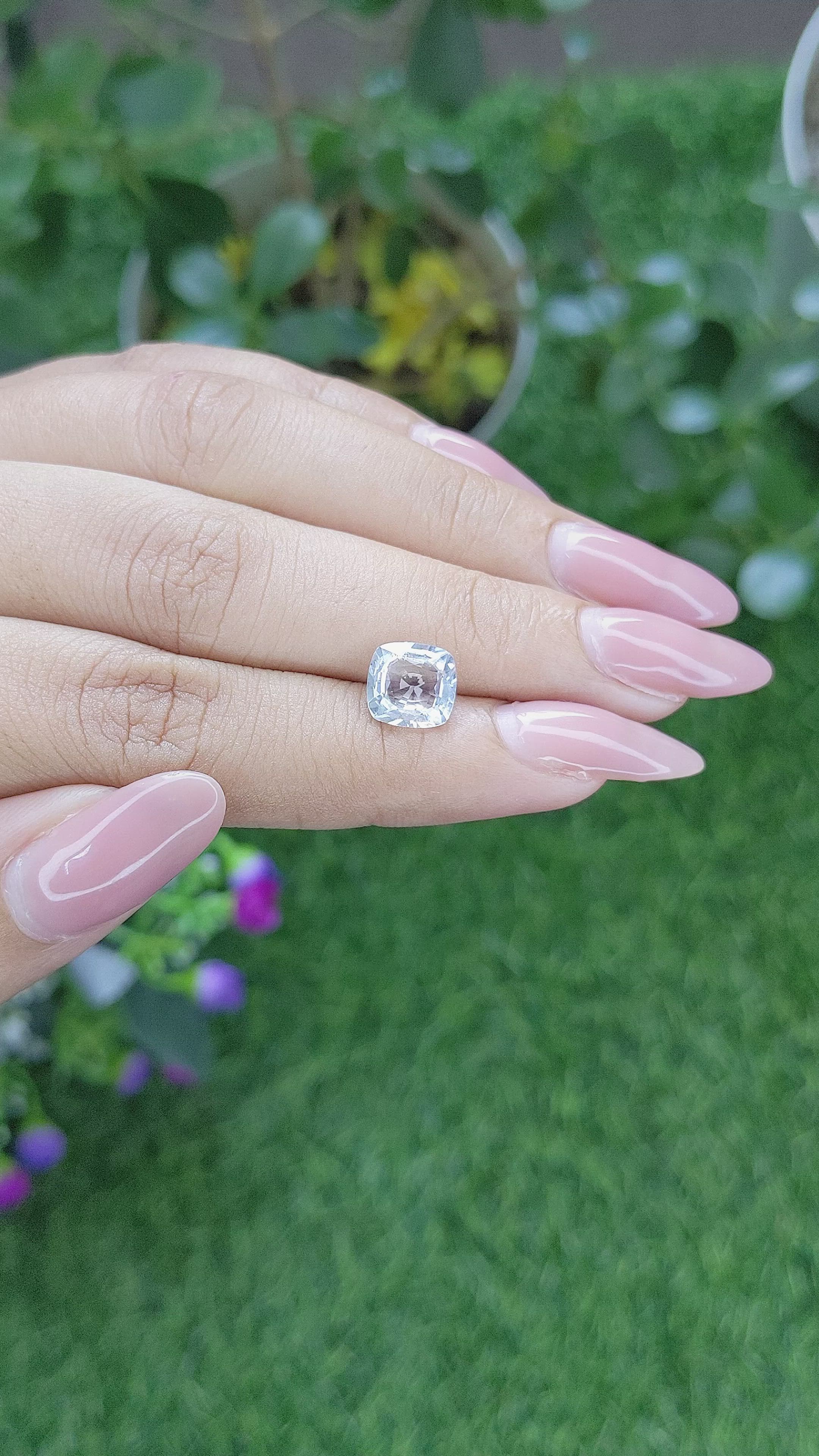 2.59 Ct. White Sapphire from Tanzania Size Video