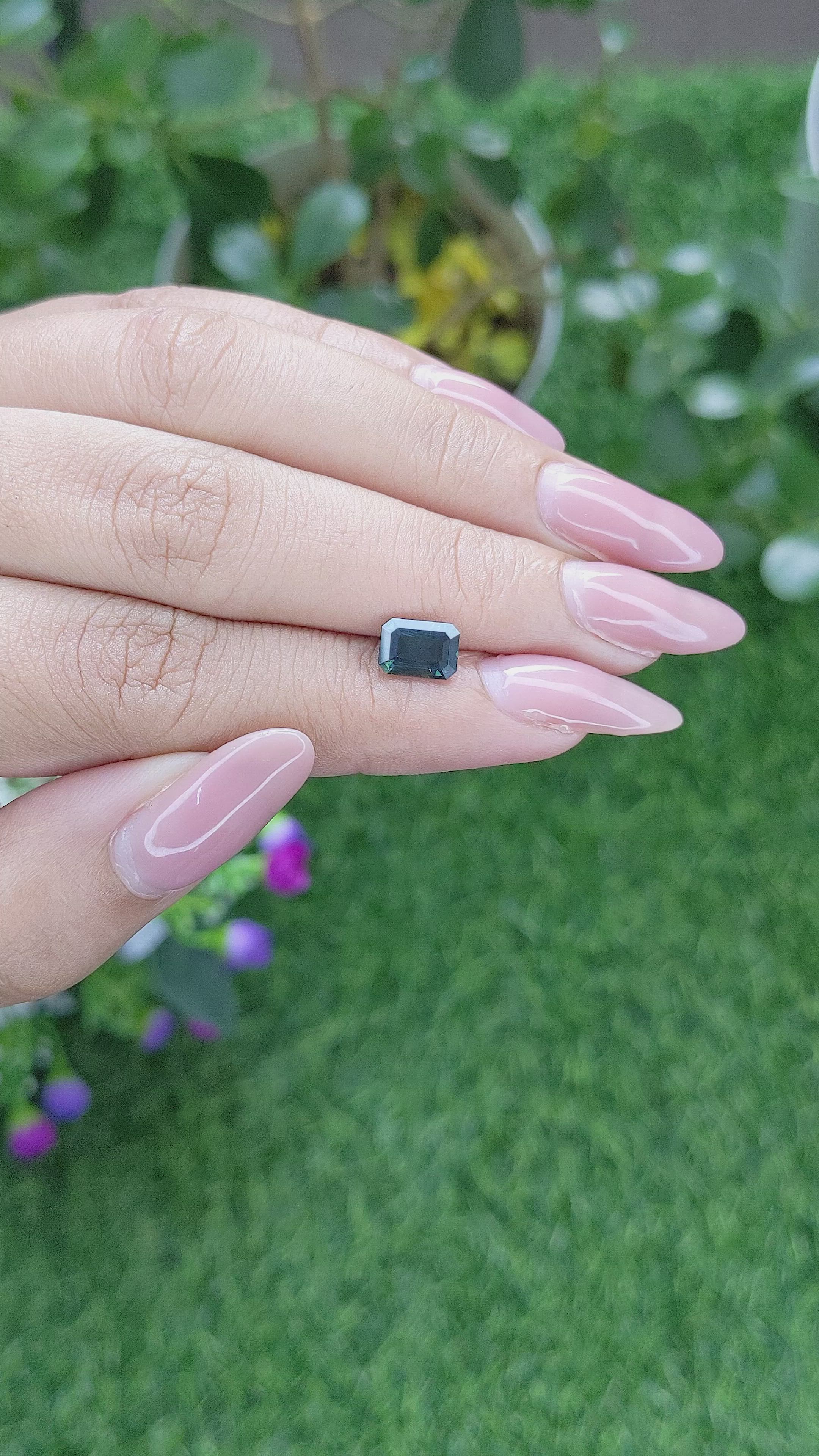 1.69 Ct. Bluish Green Sapphire from Tanzania Size Video