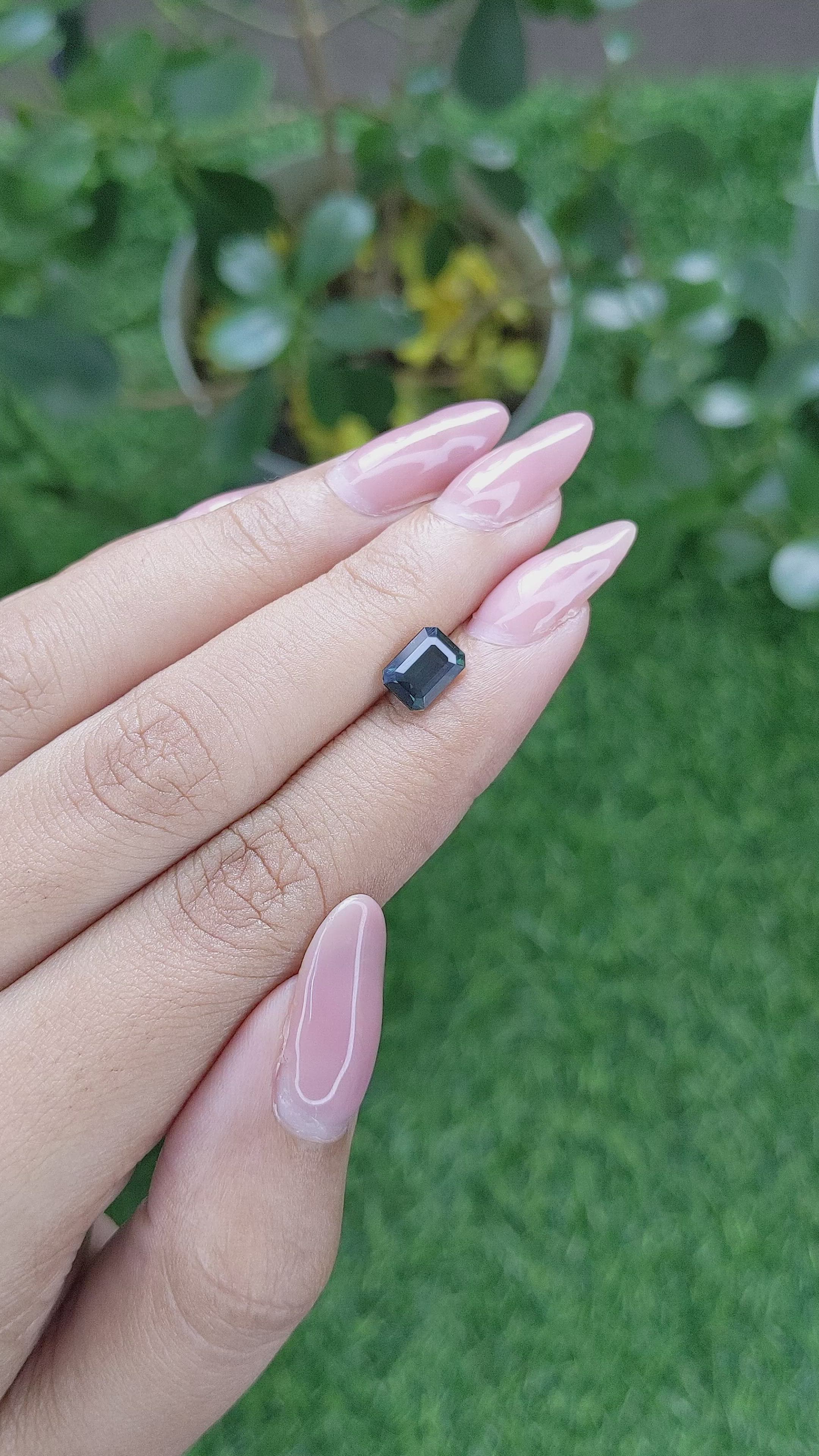 1.69 Ct. Bluish Green Sapphire from Tanzania Size Video