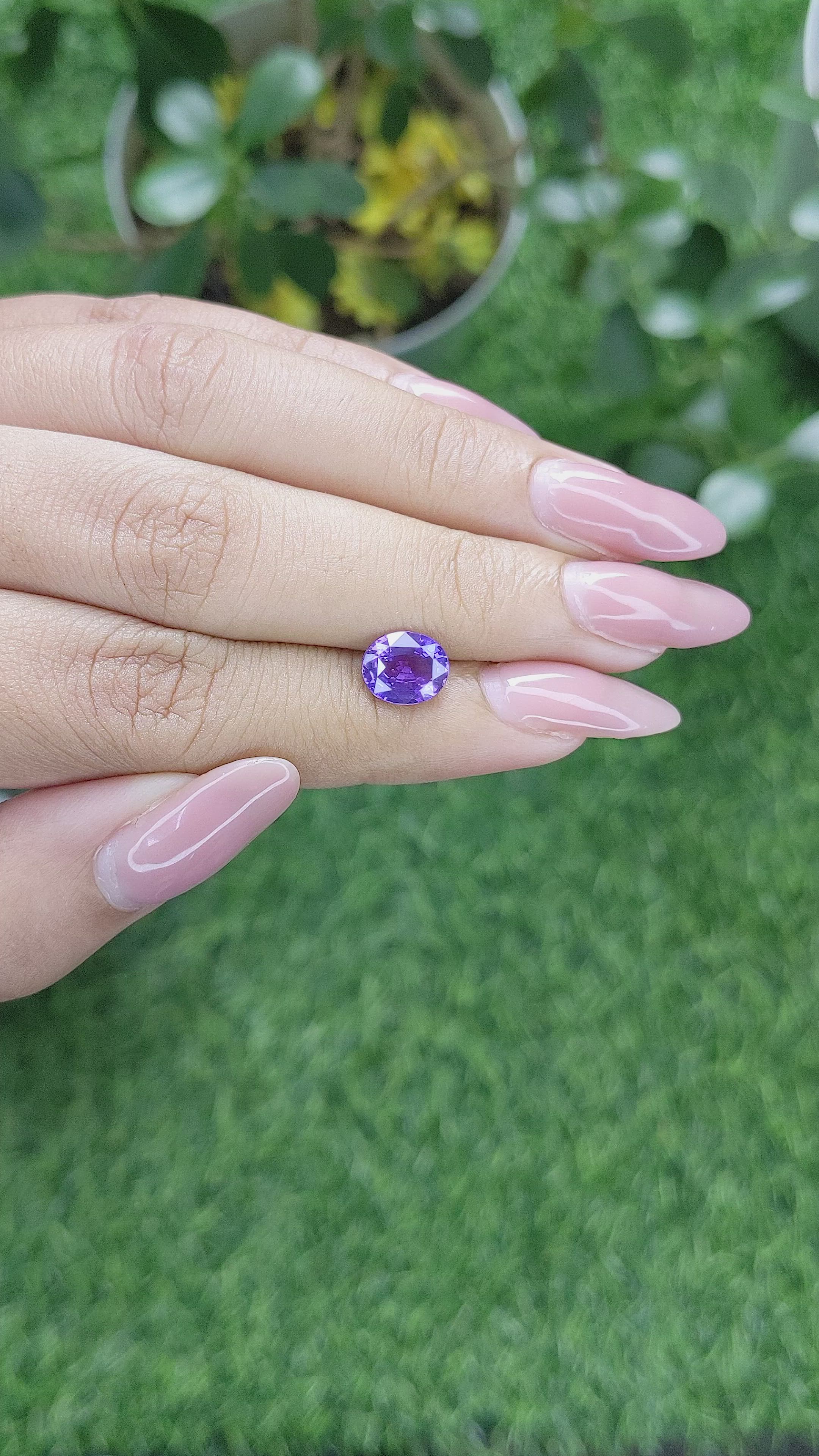 2.06 Ct. Bluish Purple Sapphire from Madagascar Size Video