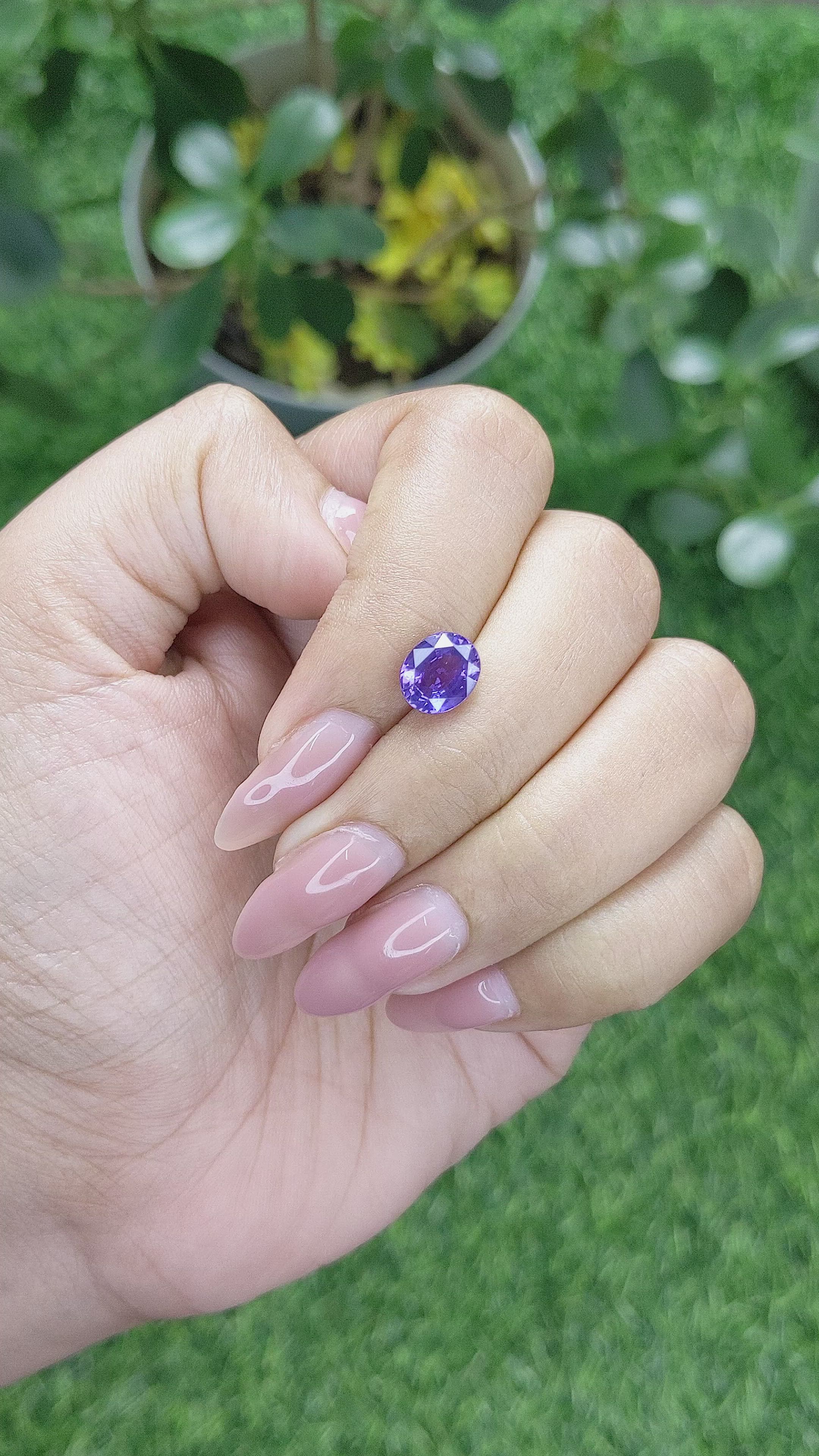 2.06 Ct. Bluish Purple Sapphire from Madagascar Size Video