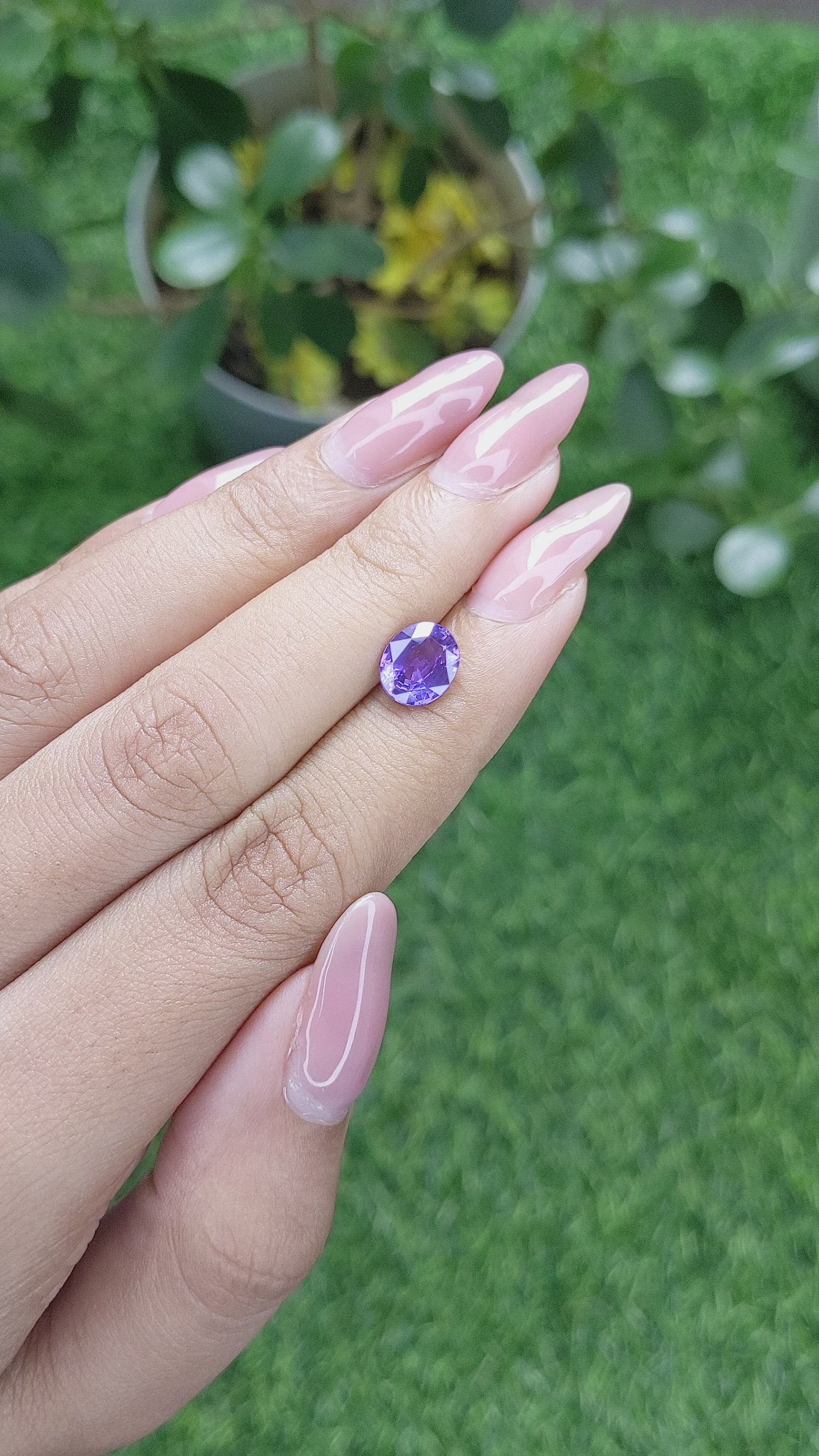 2.06 Ct. Bluish Purple Sapphire from Madagascar Size Video