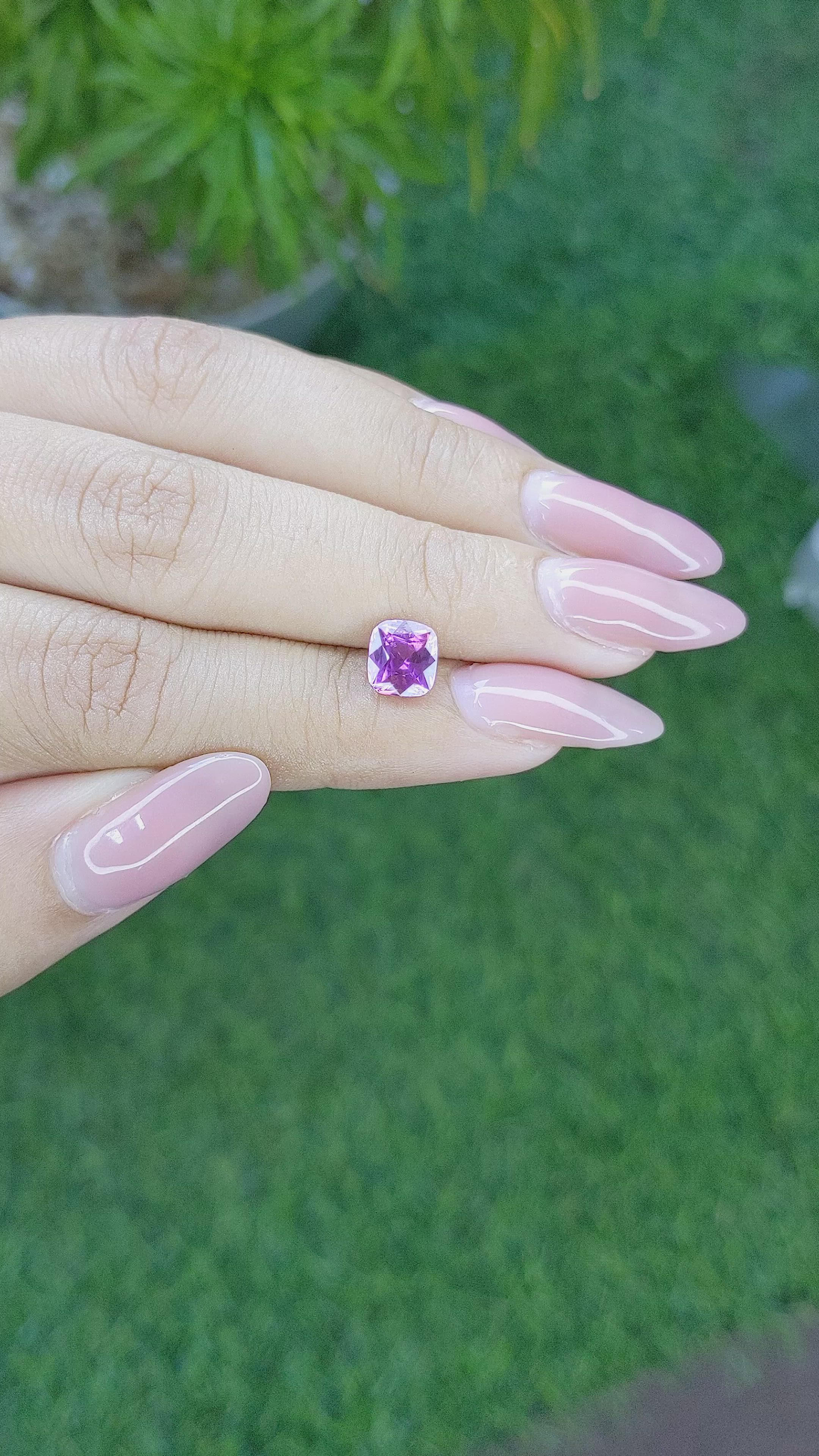 1.69 Ct. Pinkish Purple Sapphire from Tanzania Size Video