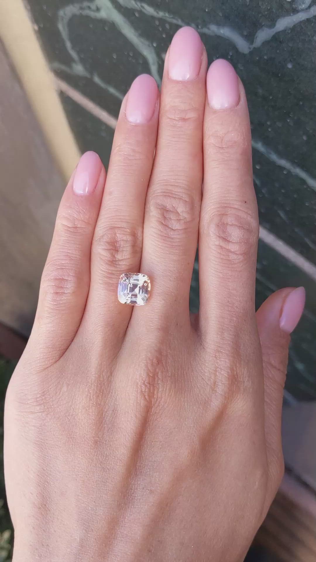 5.62 Ct. Peach Sapphire from Ceylon (Sri Lanka) Size Video