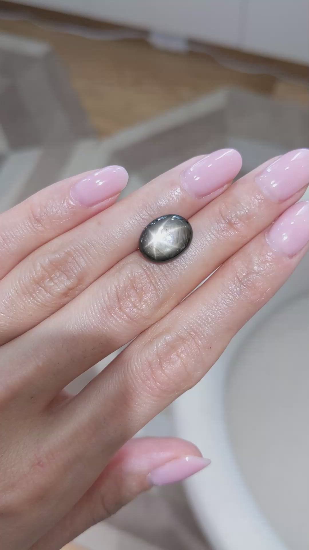 6.76 Ct. Black Star Sapphire from Thailand Size Video