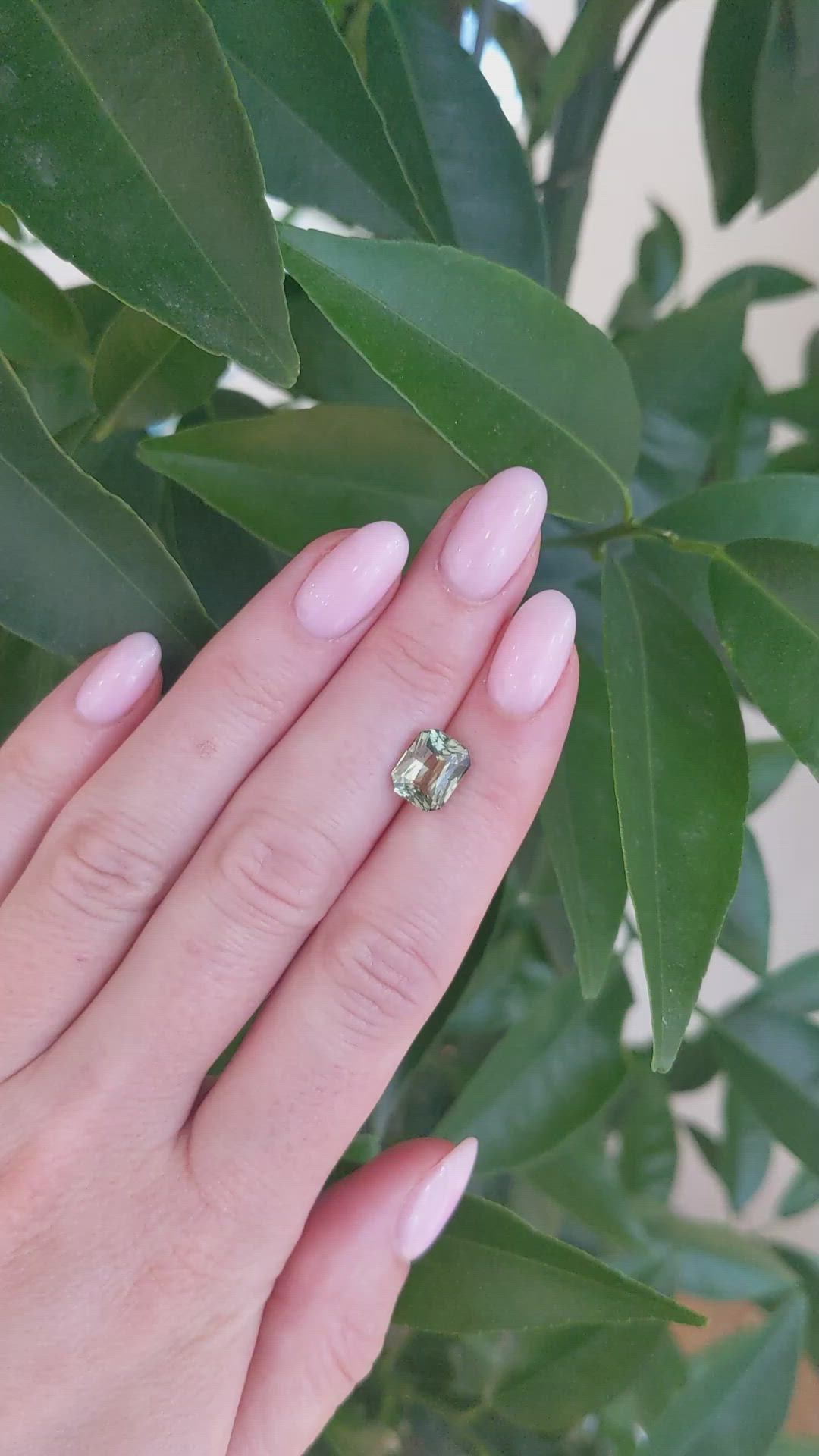 3.04 Ct. Yellowish Green Sapphire from Madagascar Size Video