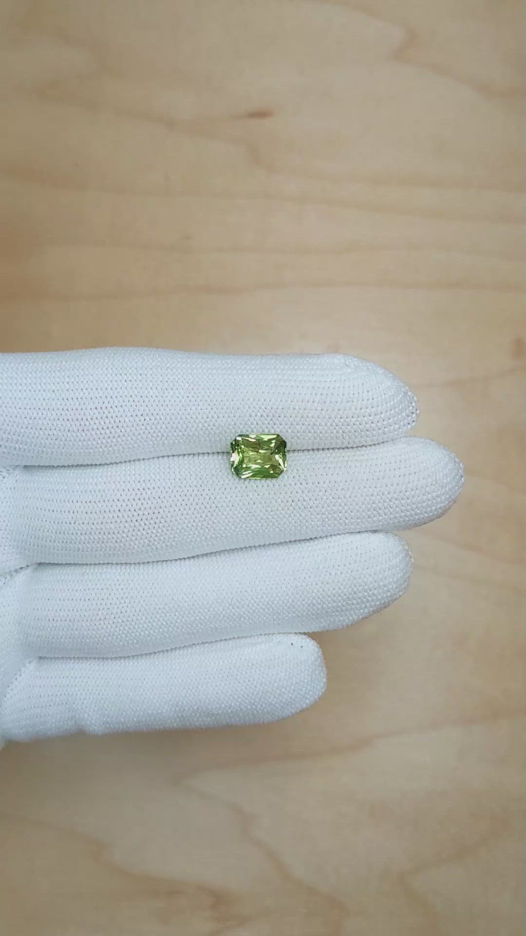 3.04 Ct. Yellowish Green Sapphire from Madagascar Size Video