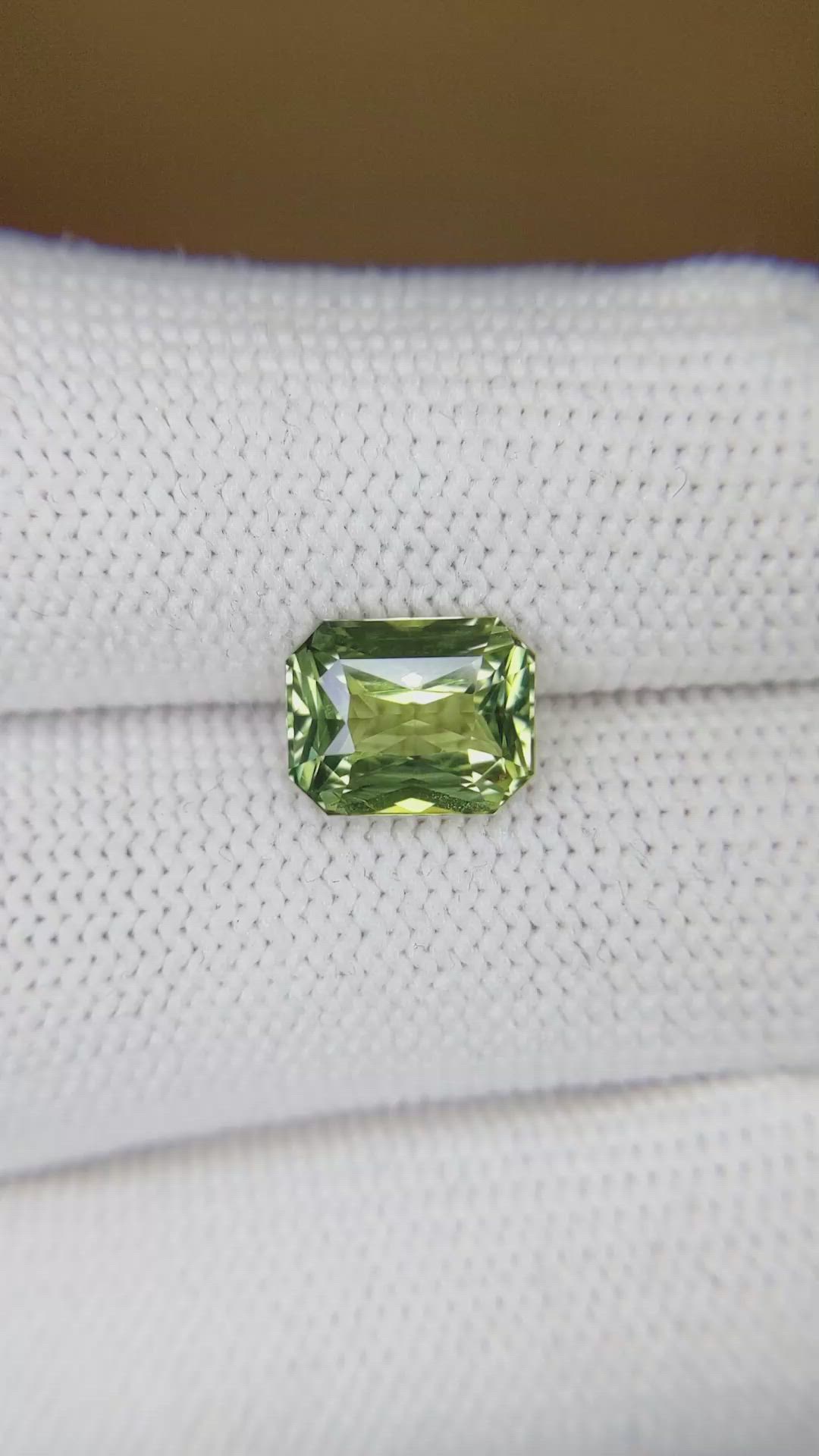 3.04 Ct. Yellowish Green Sapphire from Madagascar Size Video