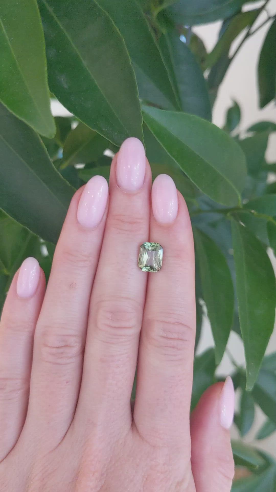 3.04 Ct. Yellowish Green Sapphire from Madagascar Size Video