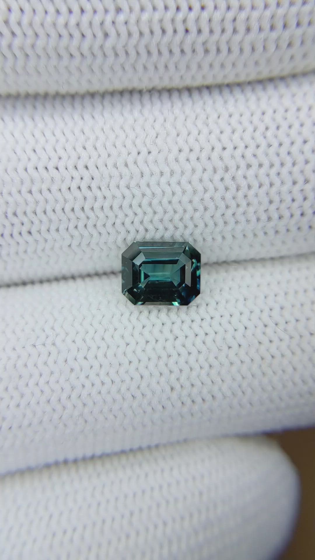 1.68 Ct. Greenish Blue Sapphire from Madagascar Size Video