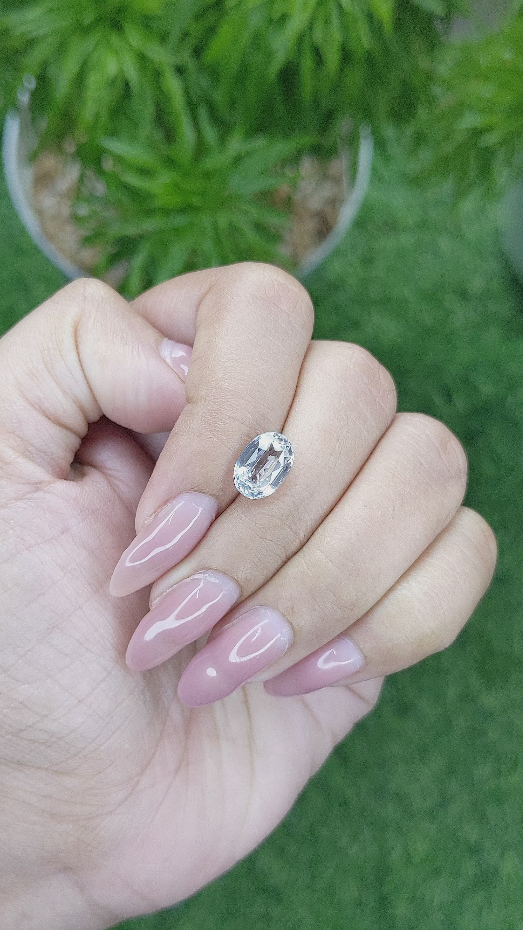 3.08 Ct. White Sapphire from Africa Size Video