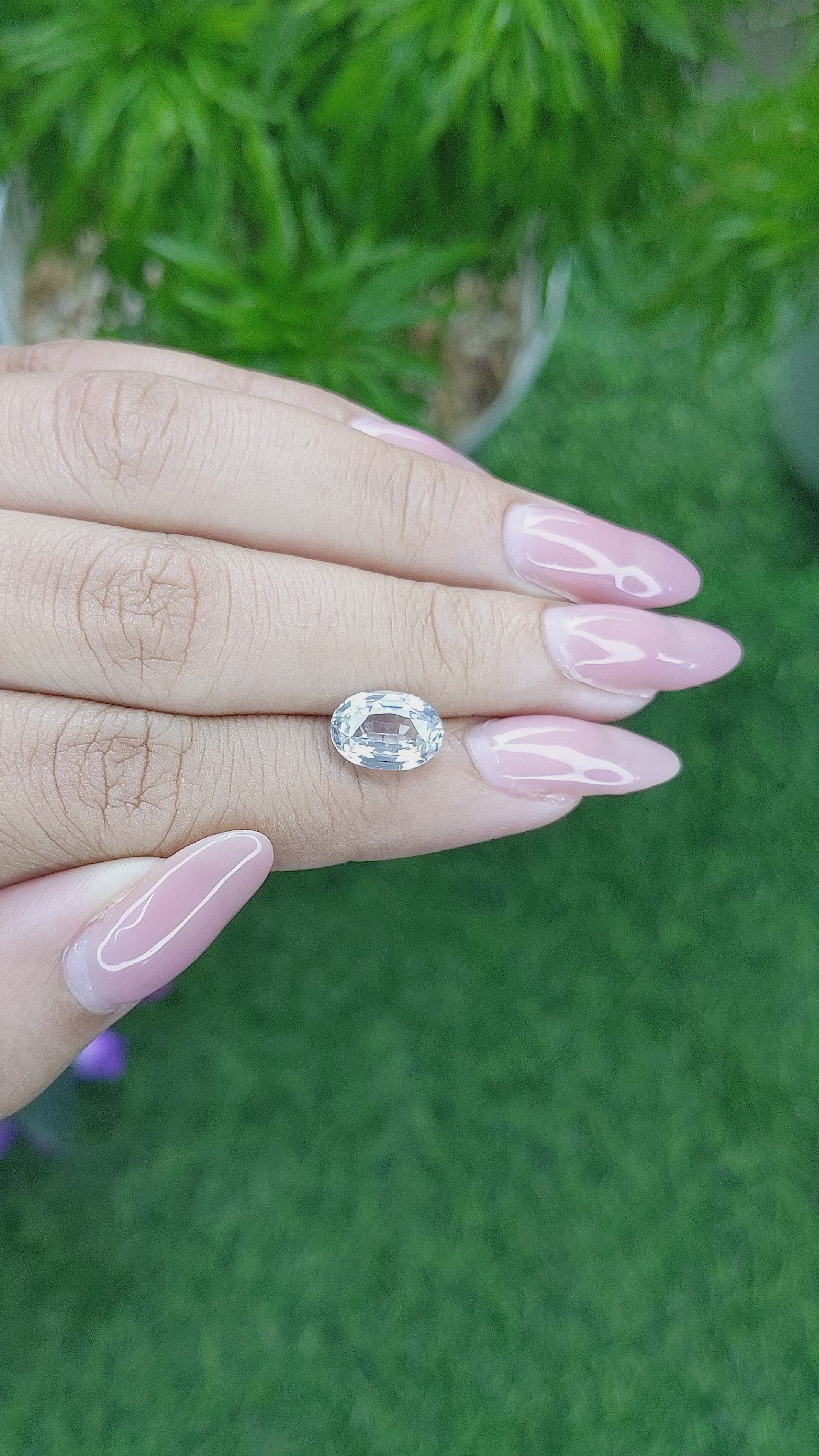 3.08 Ct. White Sapphire from Africa Size Video