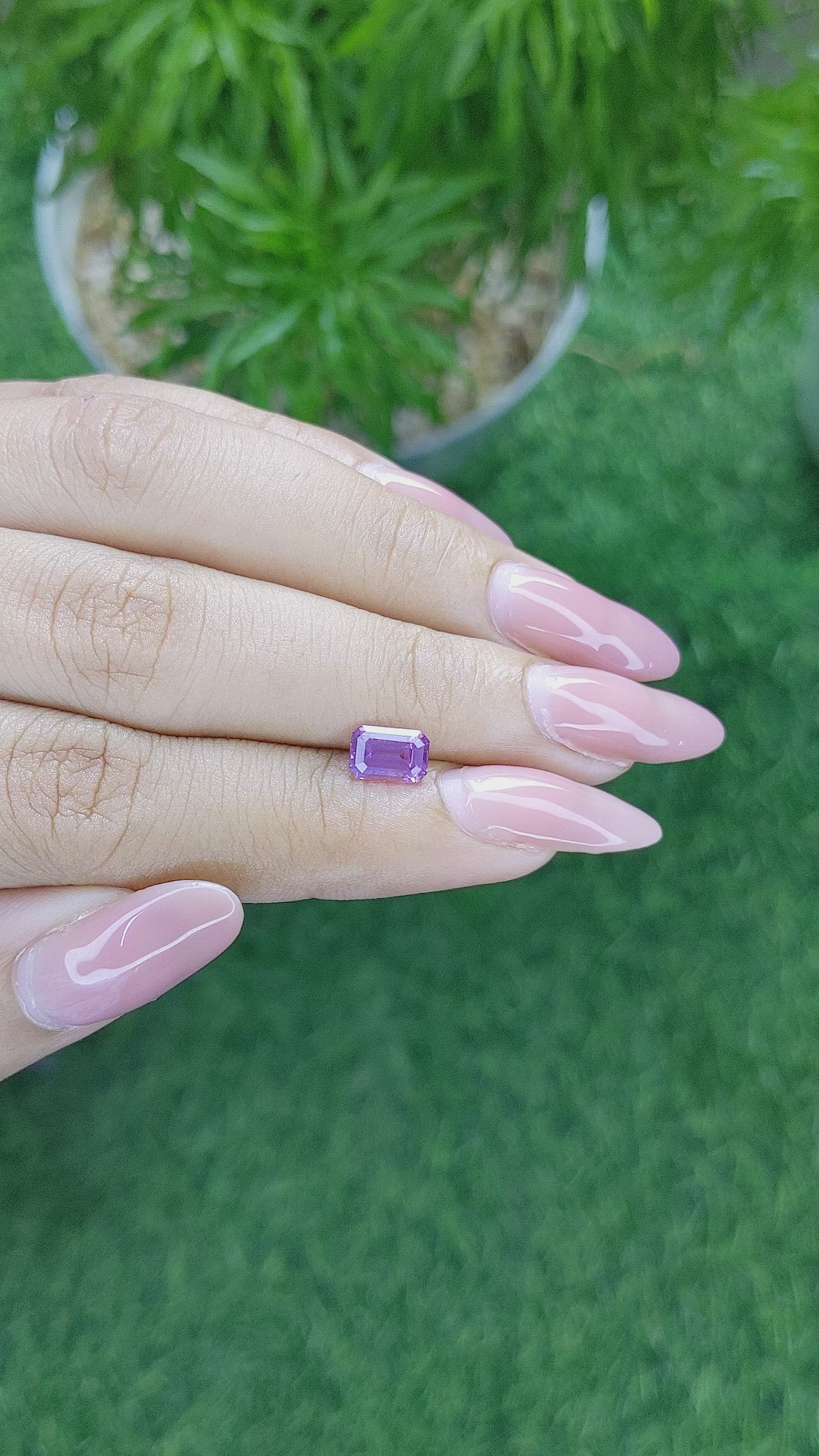 1.19 Ct. Pinkish Purple Sapphire from Africa Size Video