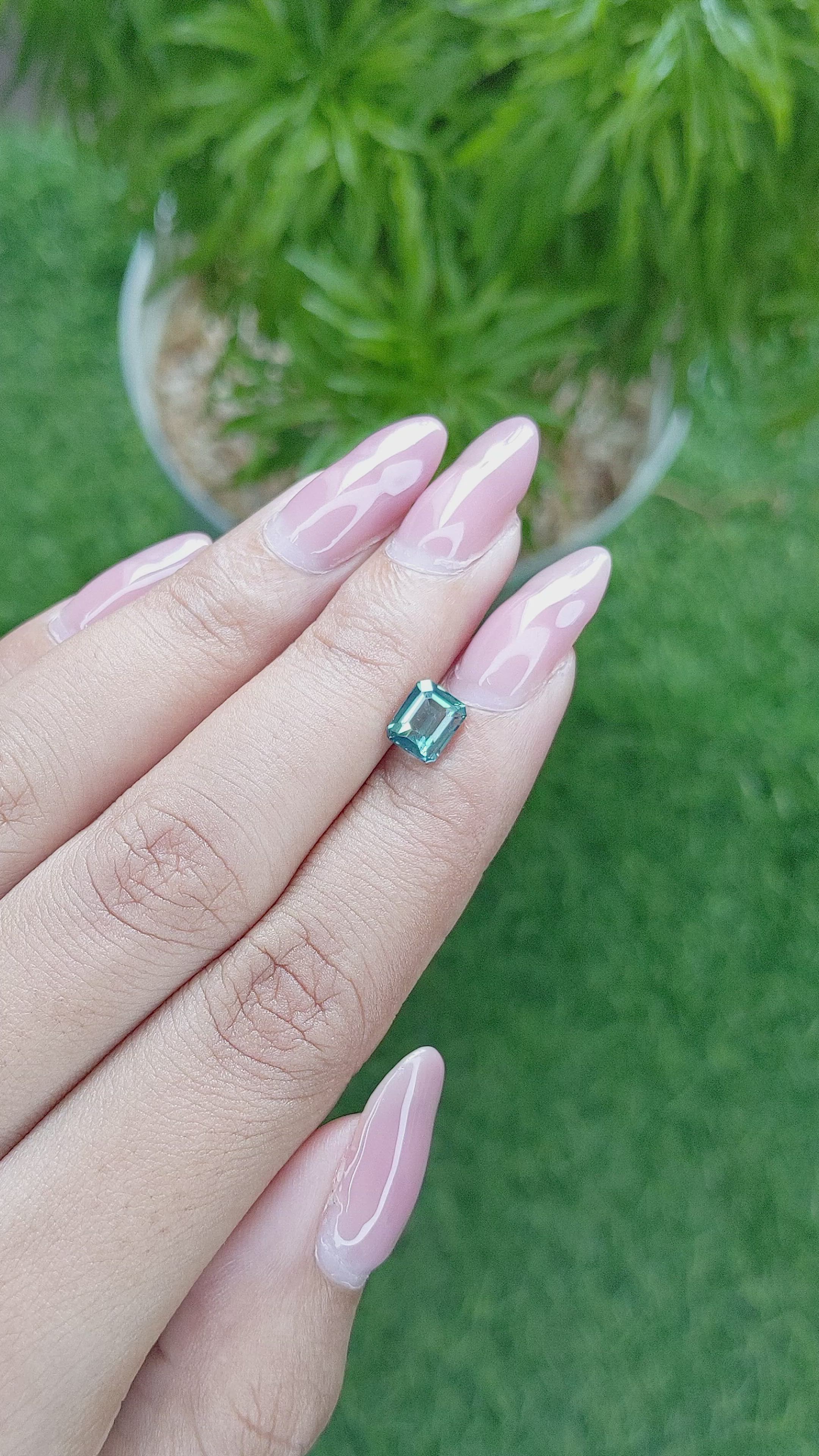 1.31 Ct. Bluish Green Sapphire from Africa Size Video