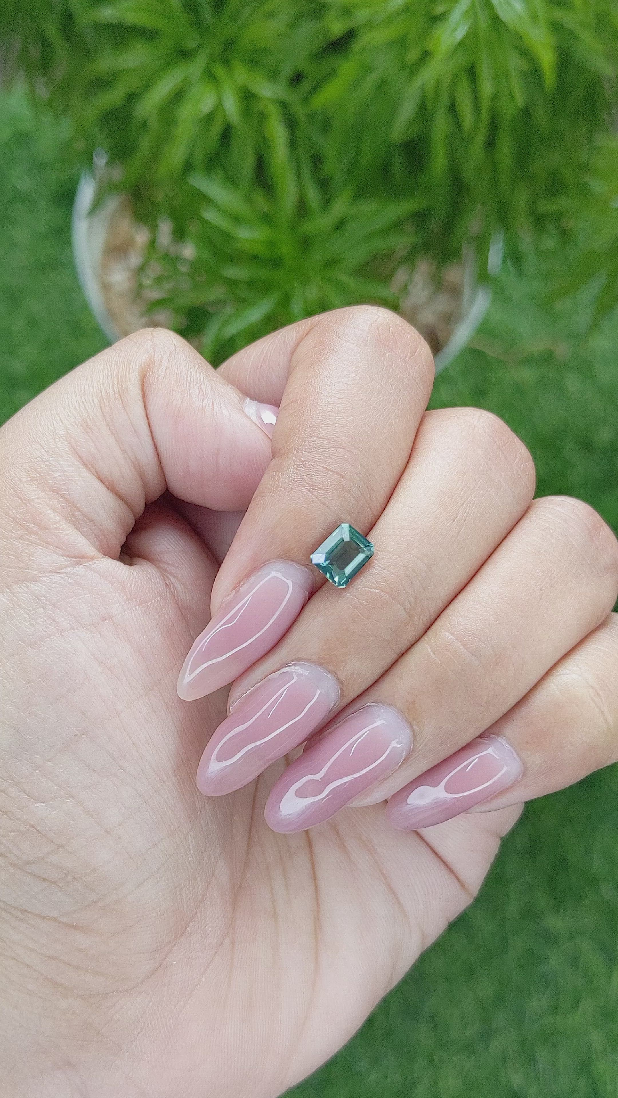 1.31 Ct. Bluish Green Sapphire from Africa Size Video