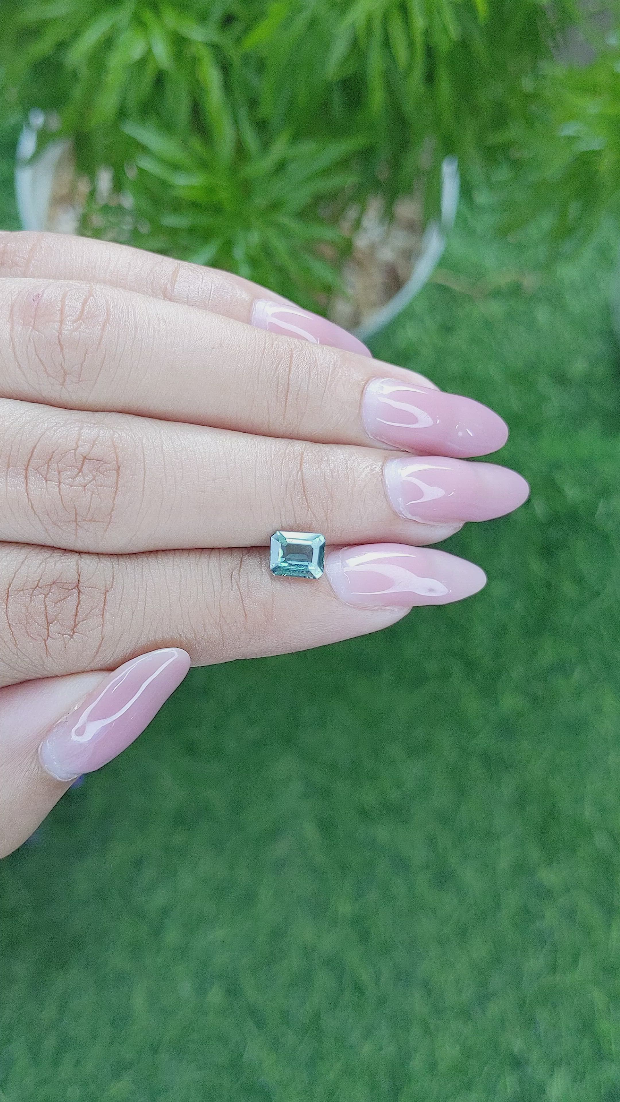 1.31 Ct. Bluish Green Sapphire from Africa Size Video