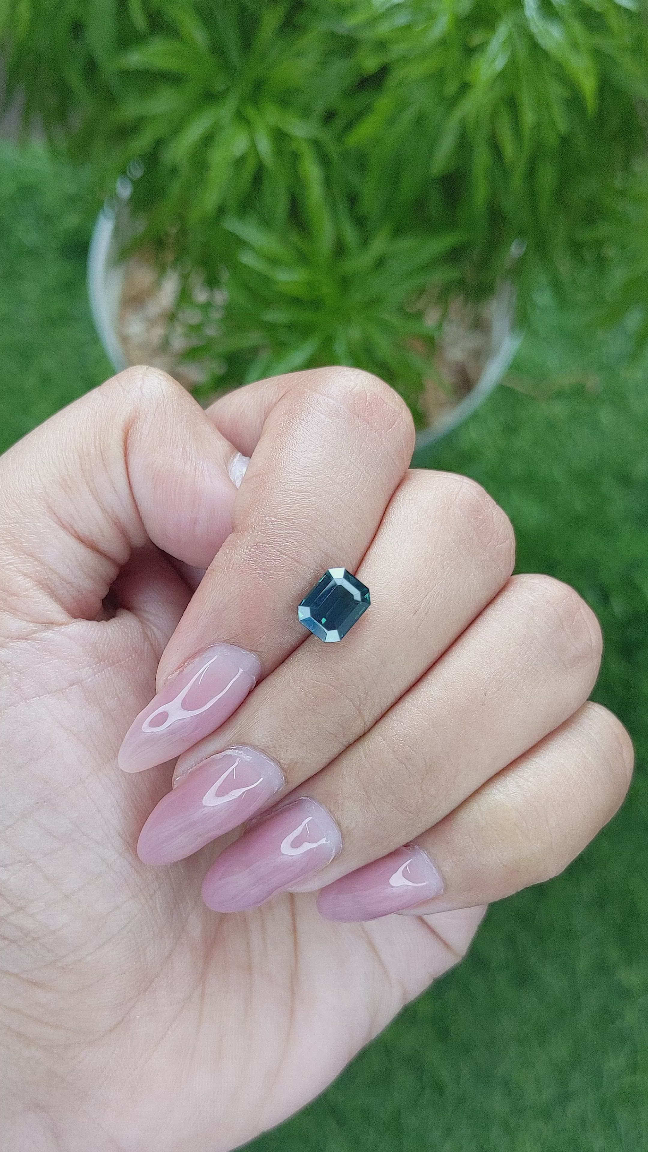 2.07 Ct. Bluish Green Sapphire from Africa Size Video