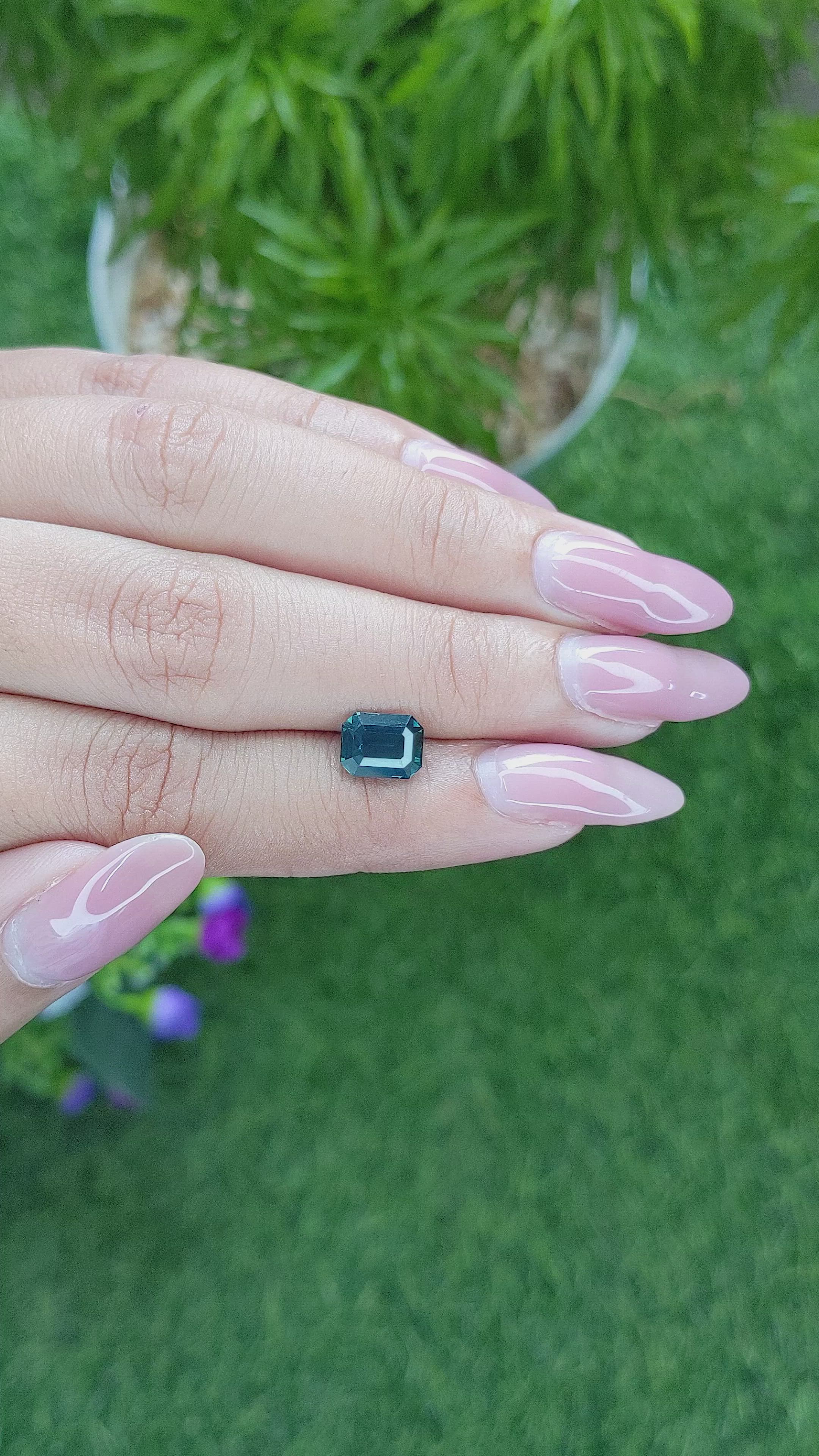 2.07 Ct. Bluish Green Sapphire from Africa Size Video