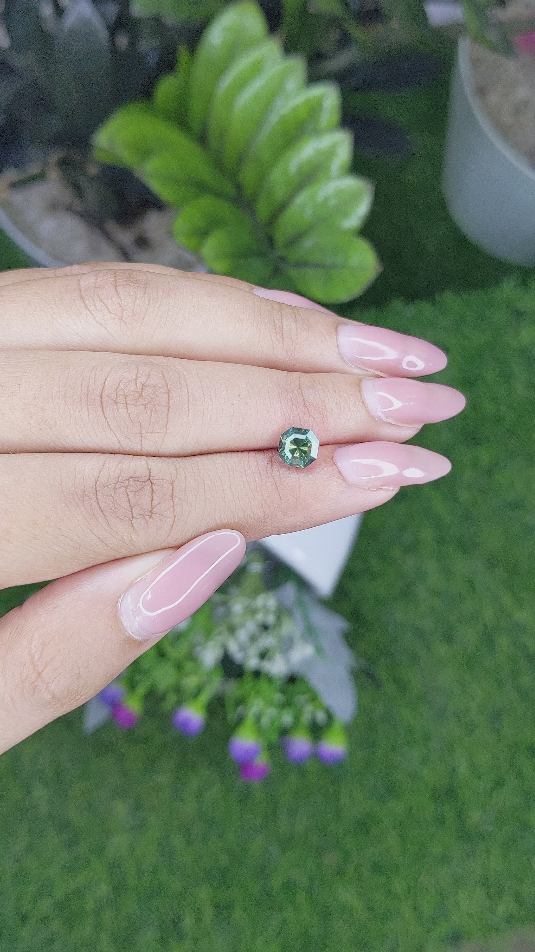 1.58 Ct. Bluish Green Sapphire from Australia Size Video