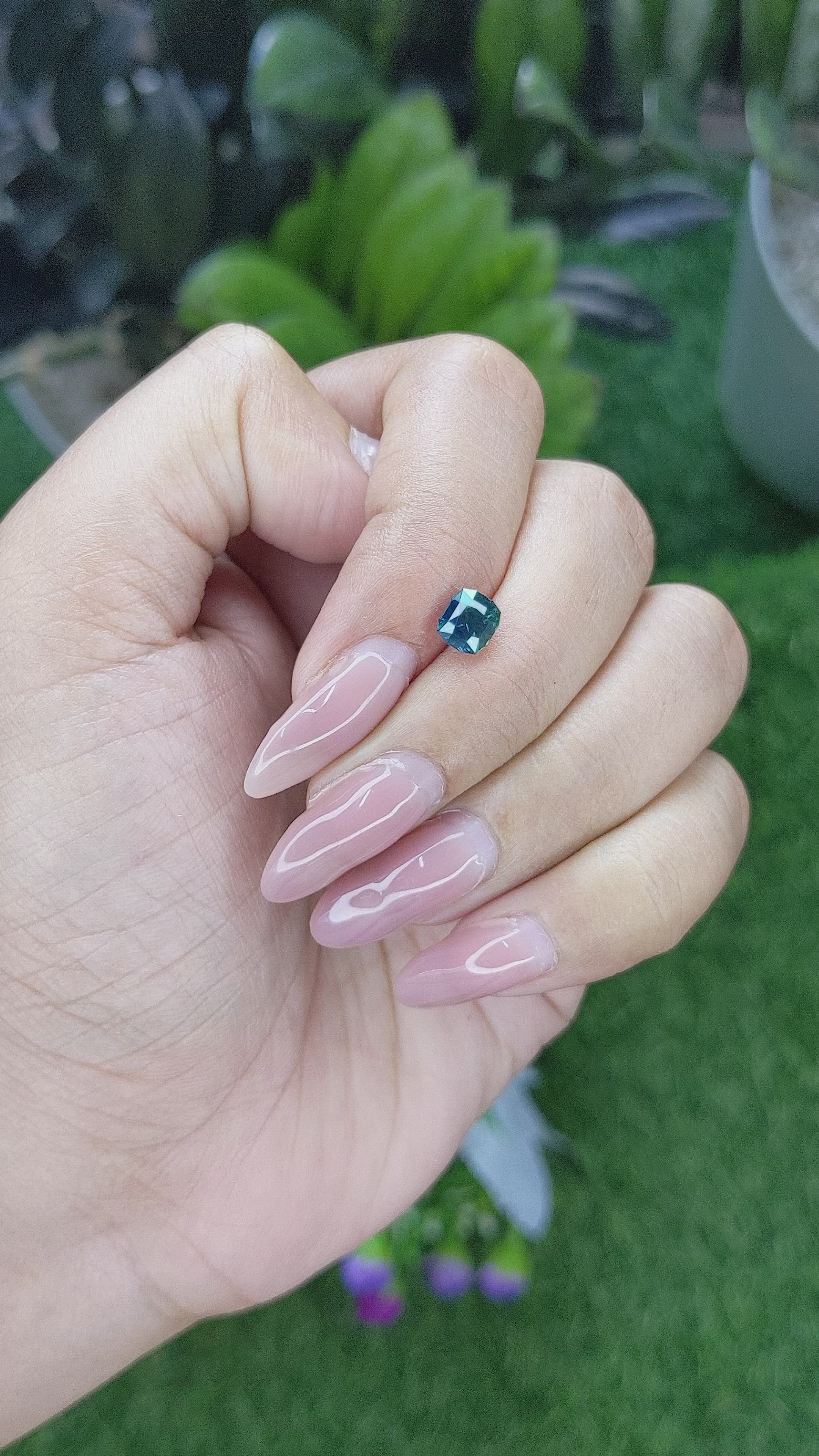 1.23 Ct. Greenish Blue Sapphire from Australia Size Video