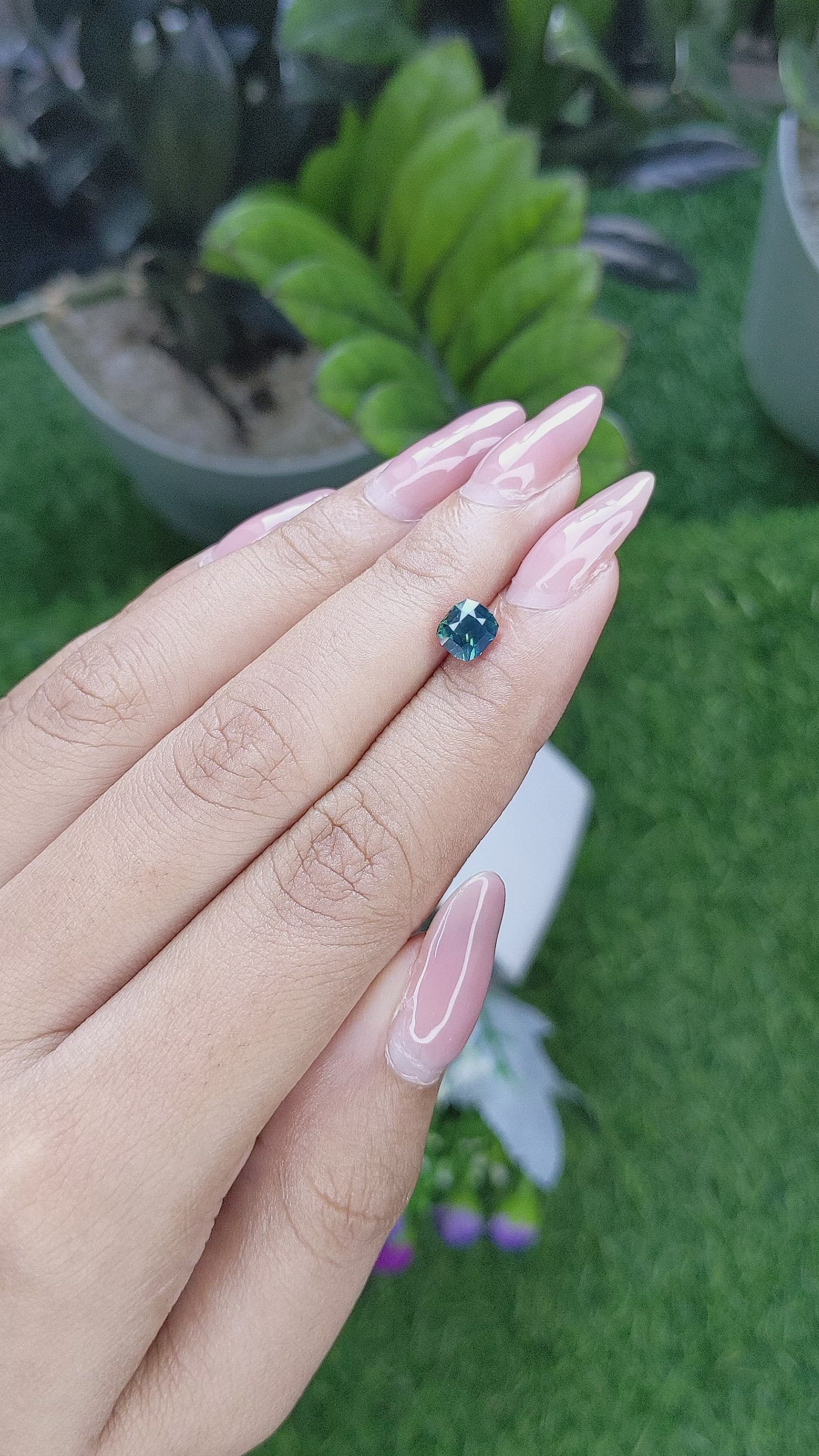 1.23 Ct. Greenish Blue Sapphire from Australia Size Video