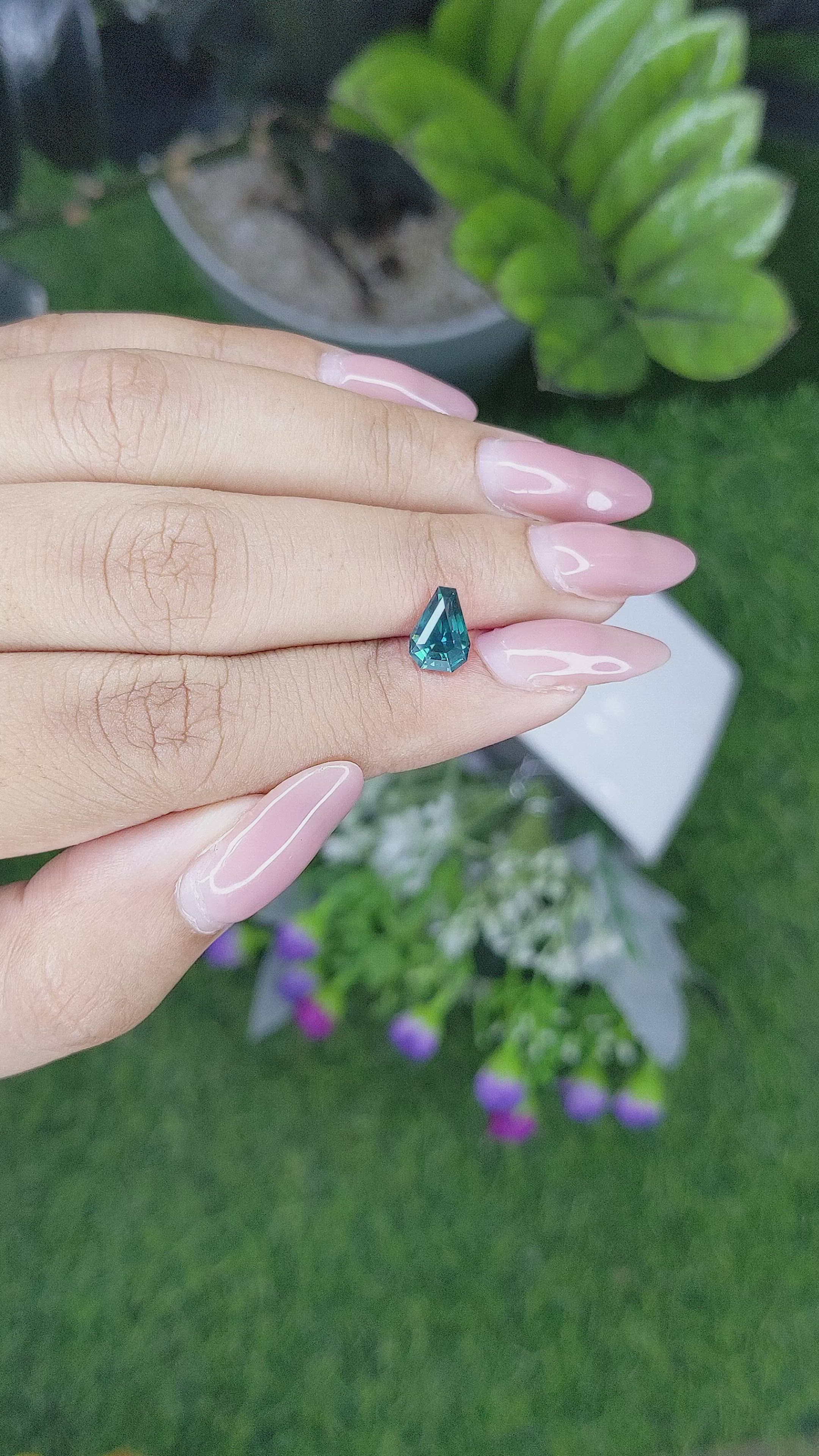 1.38 Ct. Greenish Blue Sapphire from Australia Size Video