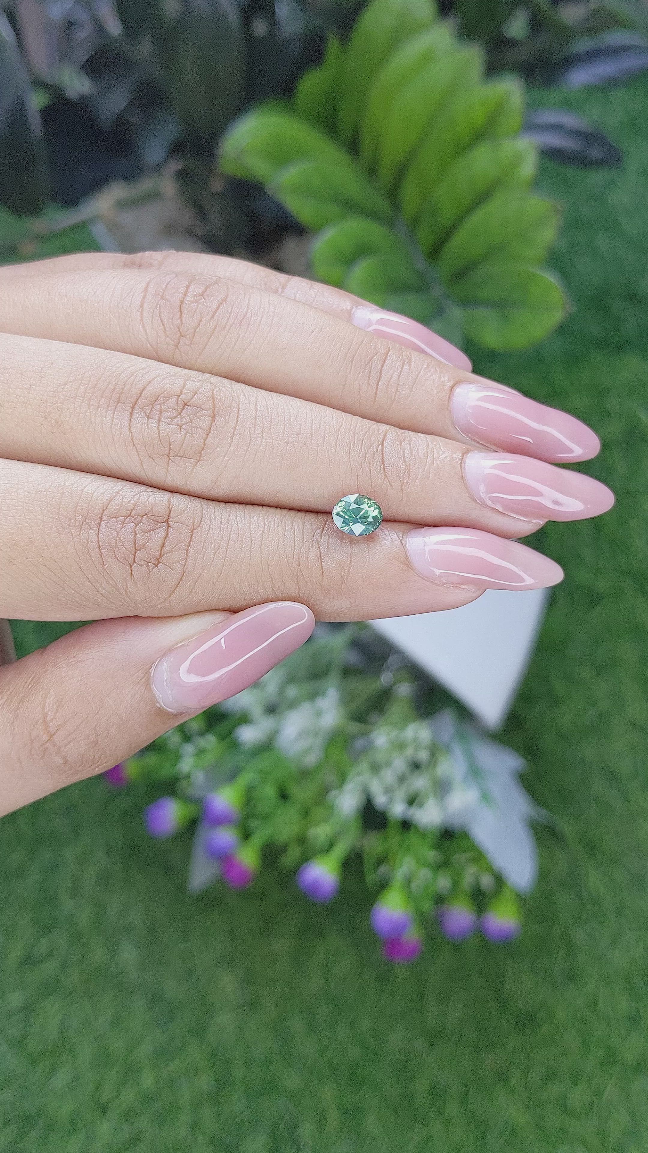 1.19 Ct. Bluish Green Sapphire from Montana Size Video