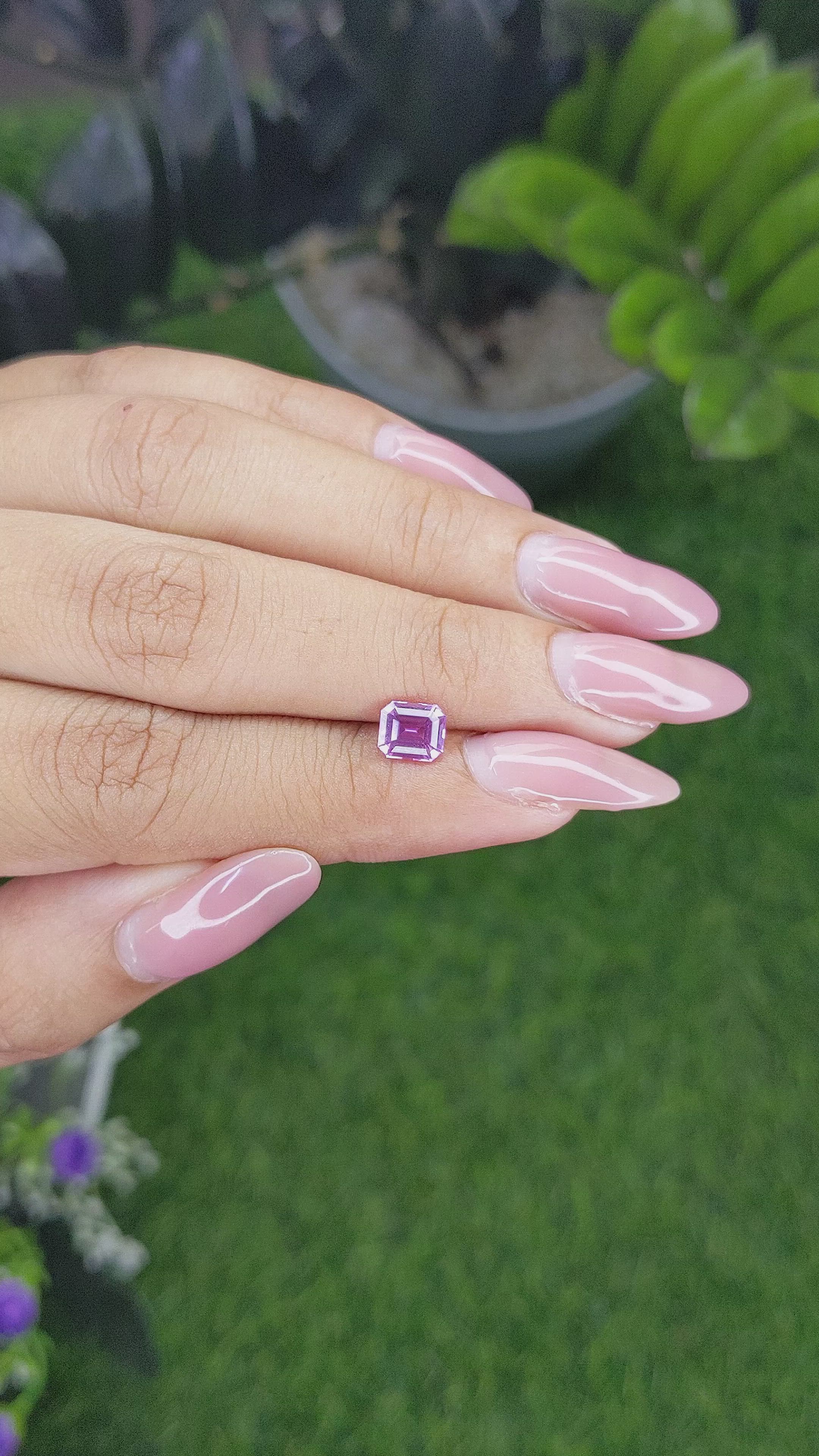 1.11 Ct. Purplish Pink Sapphire from Madagascar Size Video