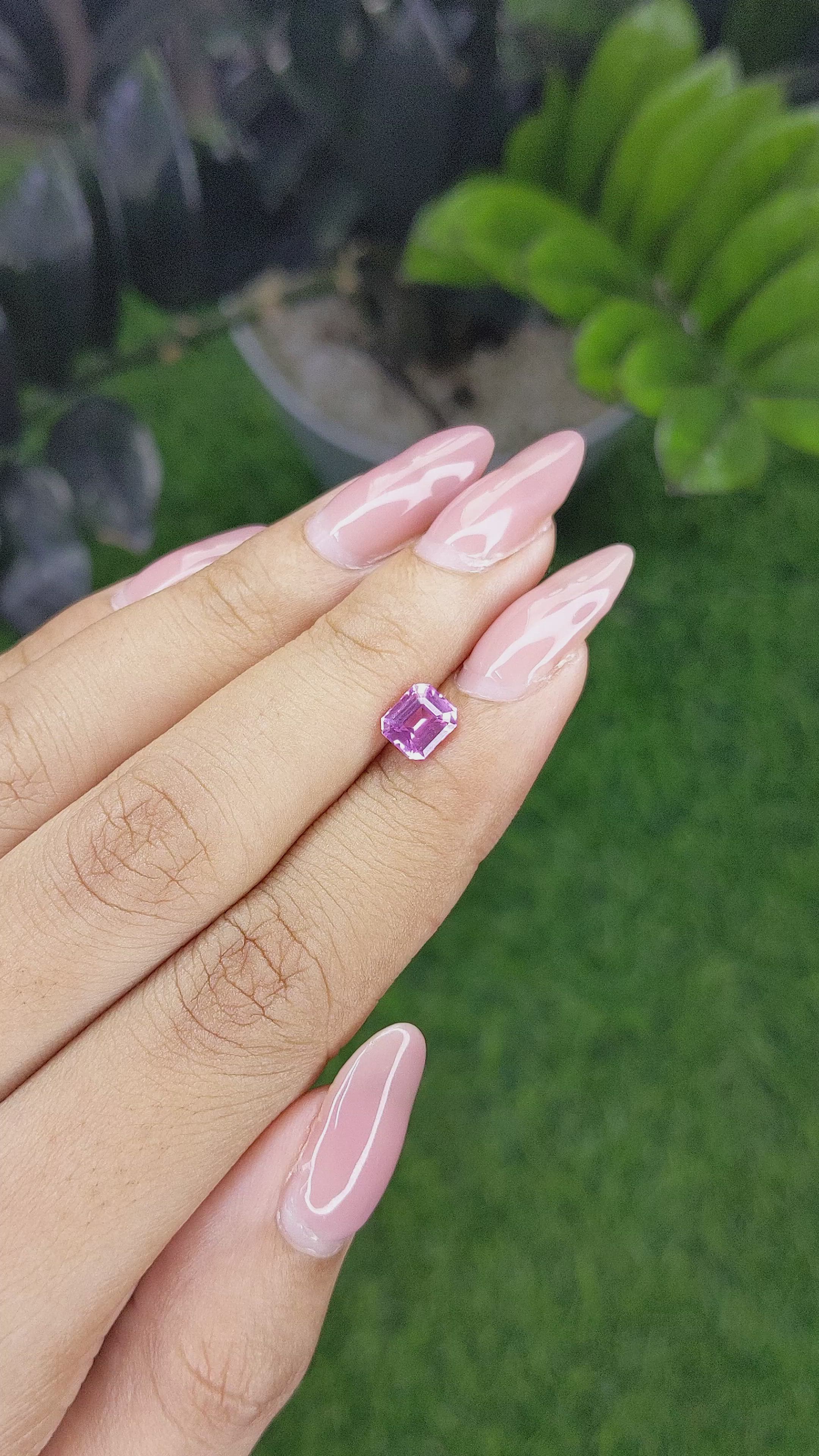 1.11 Ct. Purplish Pink Sapphire from Madagascar Size Video