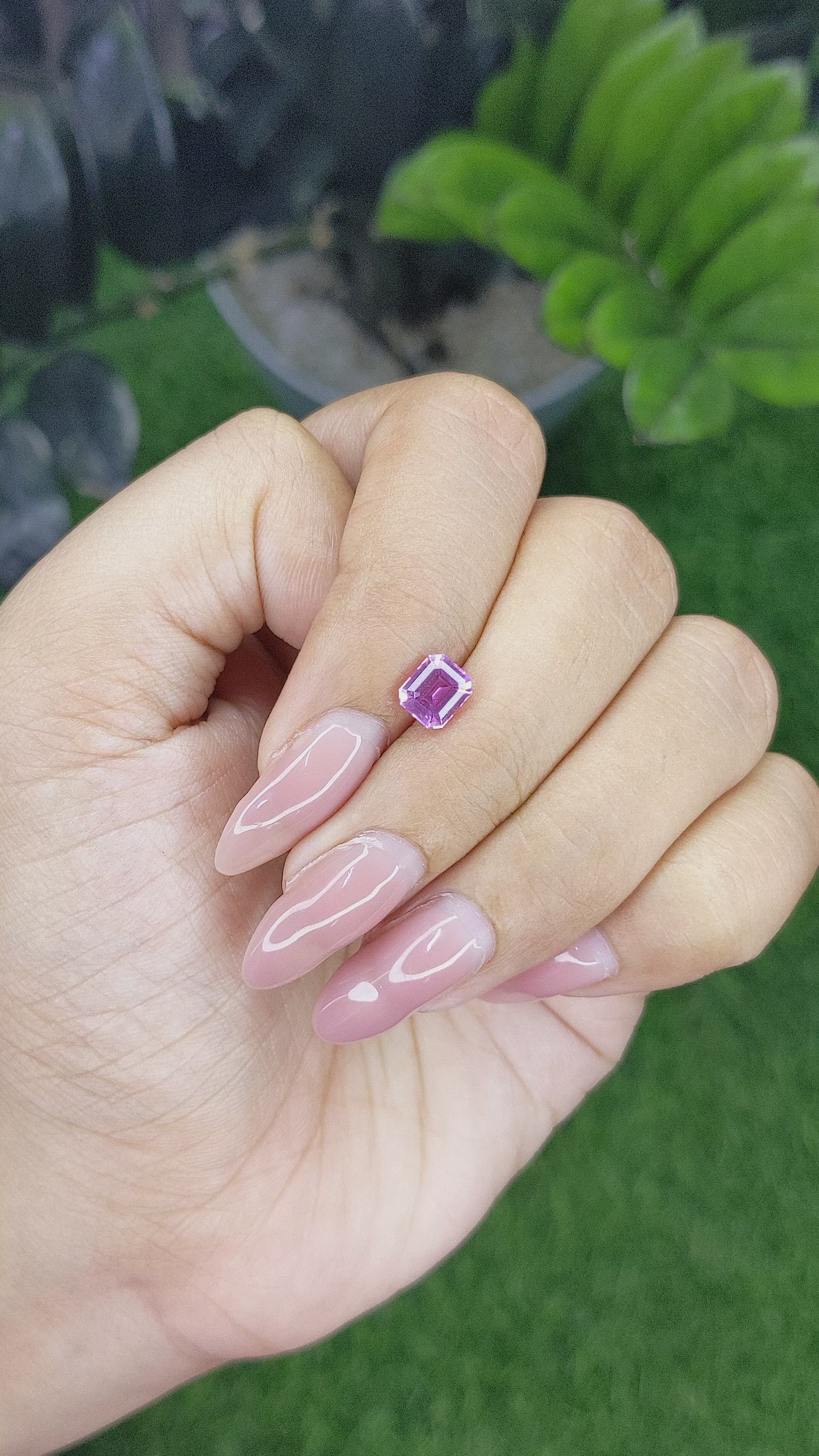 1.11 Ct. Purplish Pink Sapphire from Madagascar Size Video