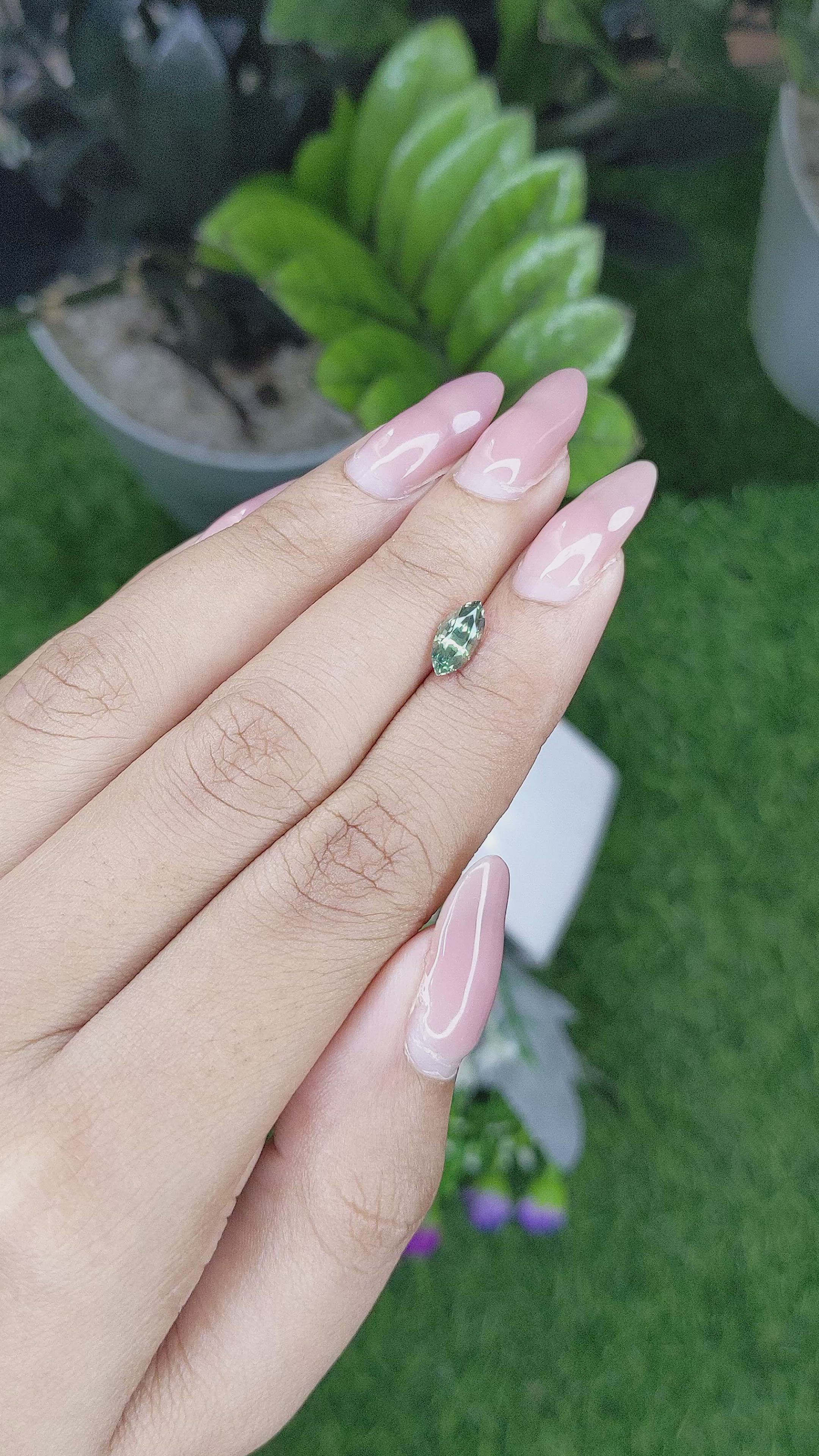 1.09 Ct. Green Sapphire from Madagascar Size Video