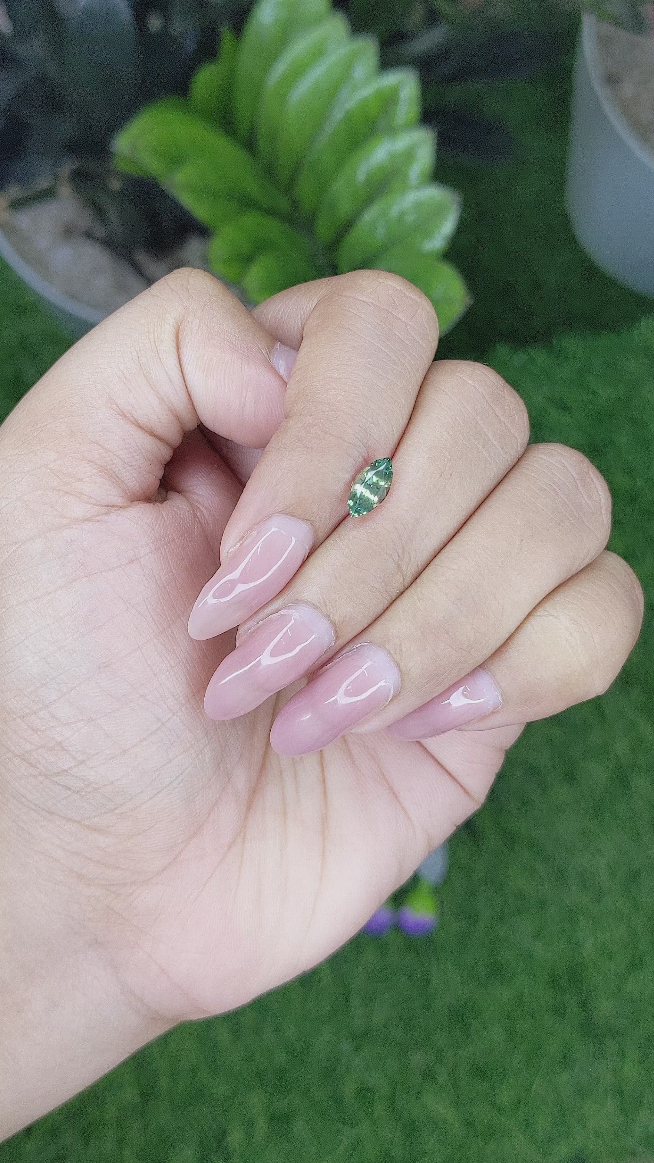 1.09 Ct. Green Sapphire from Madagascar Size Video