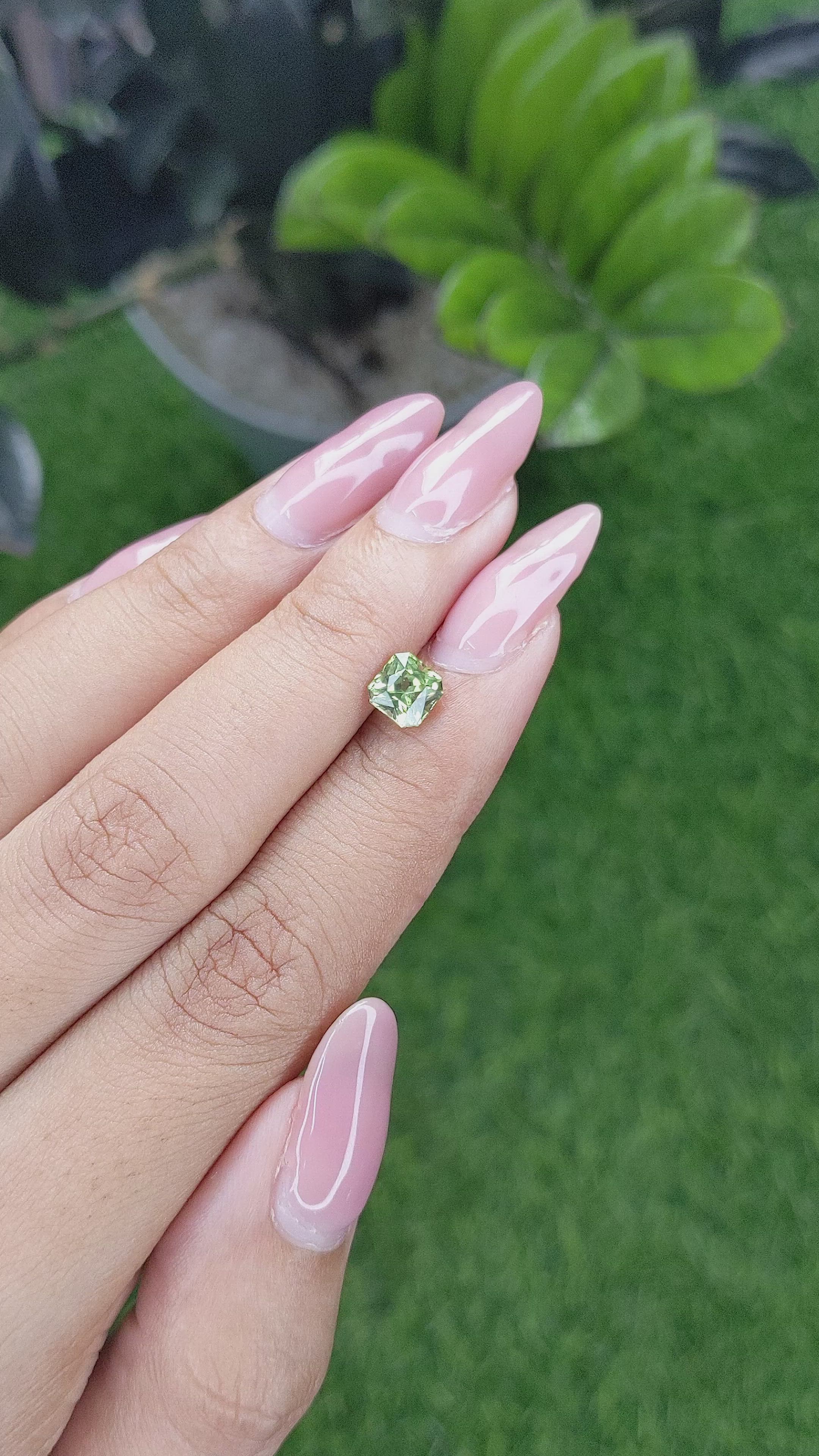 1.18 Ct. Yellowish Green Sapphire from Madagascar Size Video