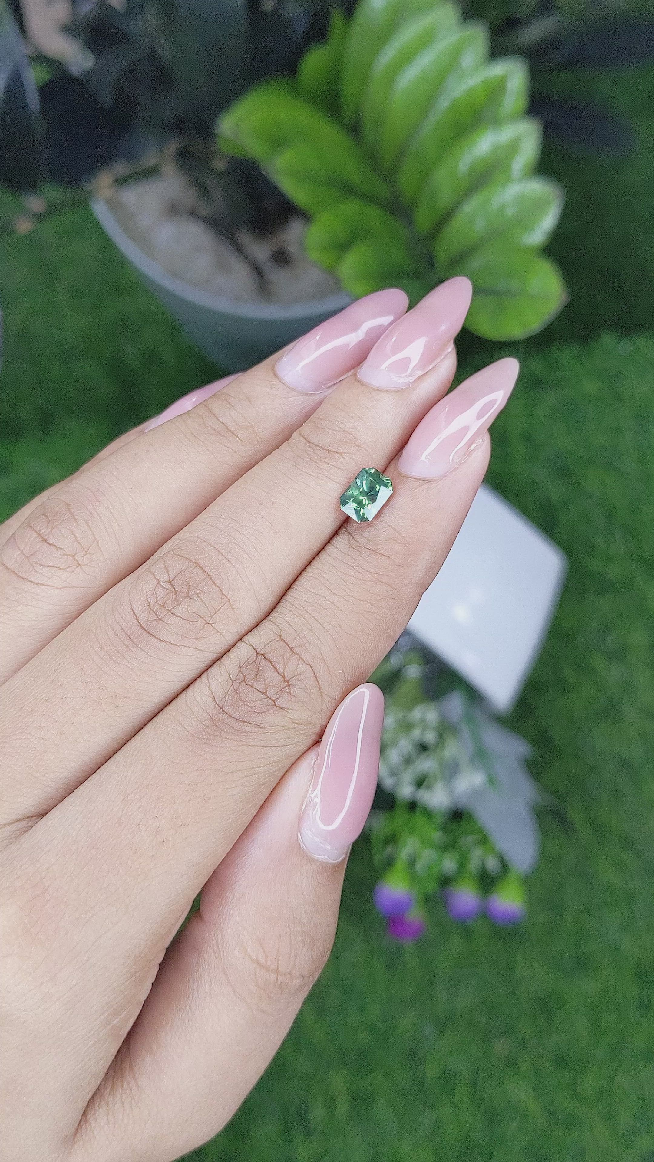 1.10 Ct. Green Sapphire from Australia Size Video