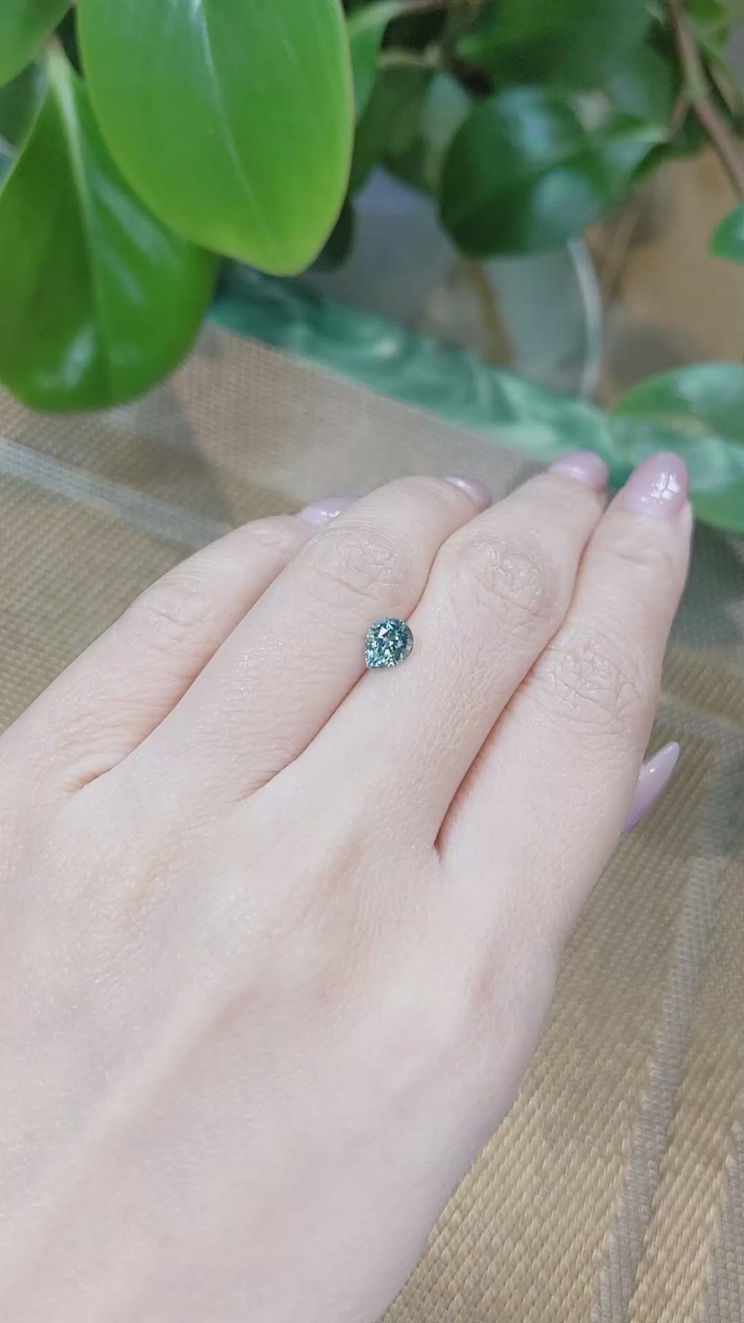 0.96 Ct. Greenish Blue Sapphire from Ceylon (Sri Lanka) Size Video