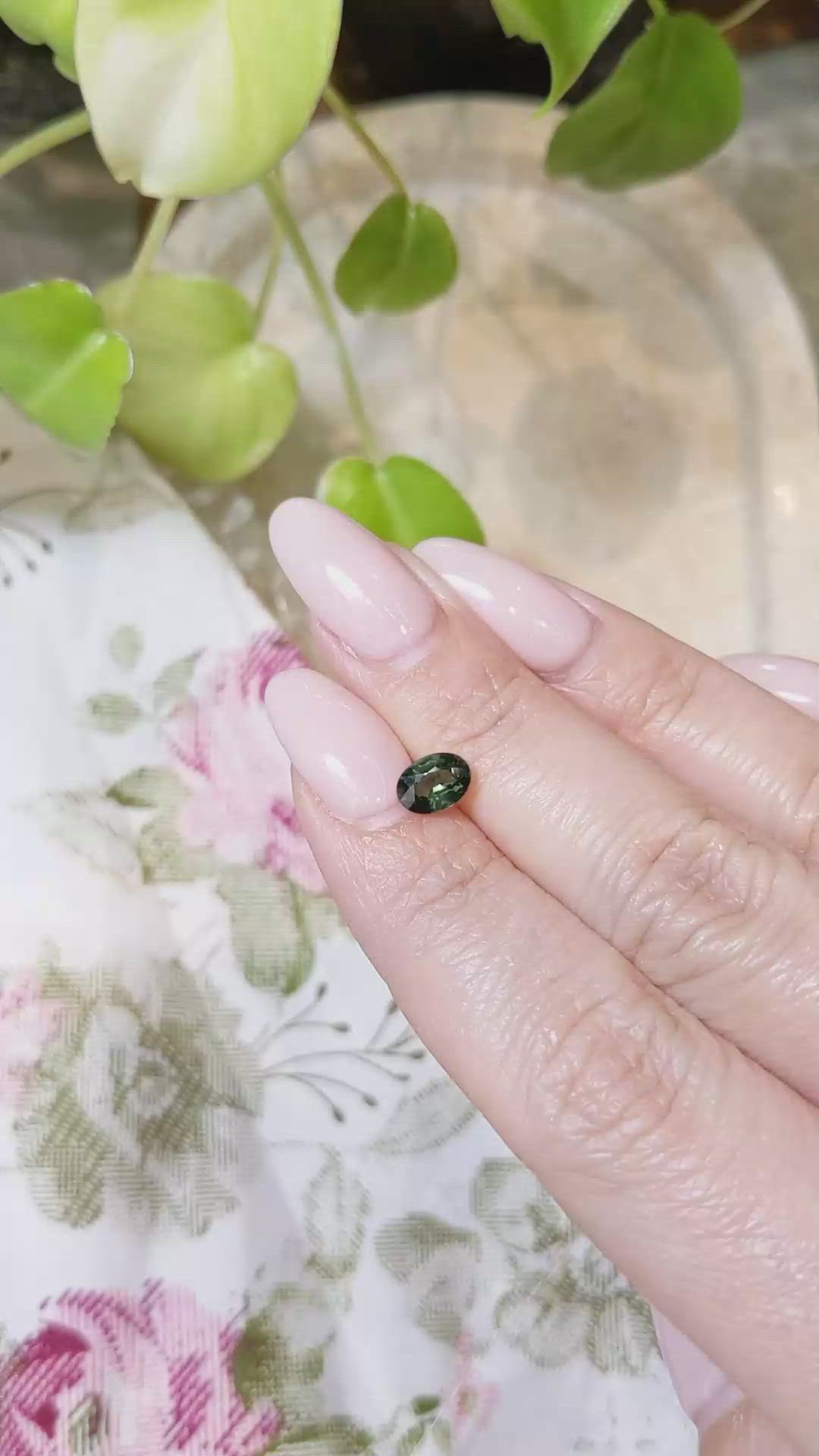 1.09 Ct. Bluish Green Sapphire from Thailand Size Video