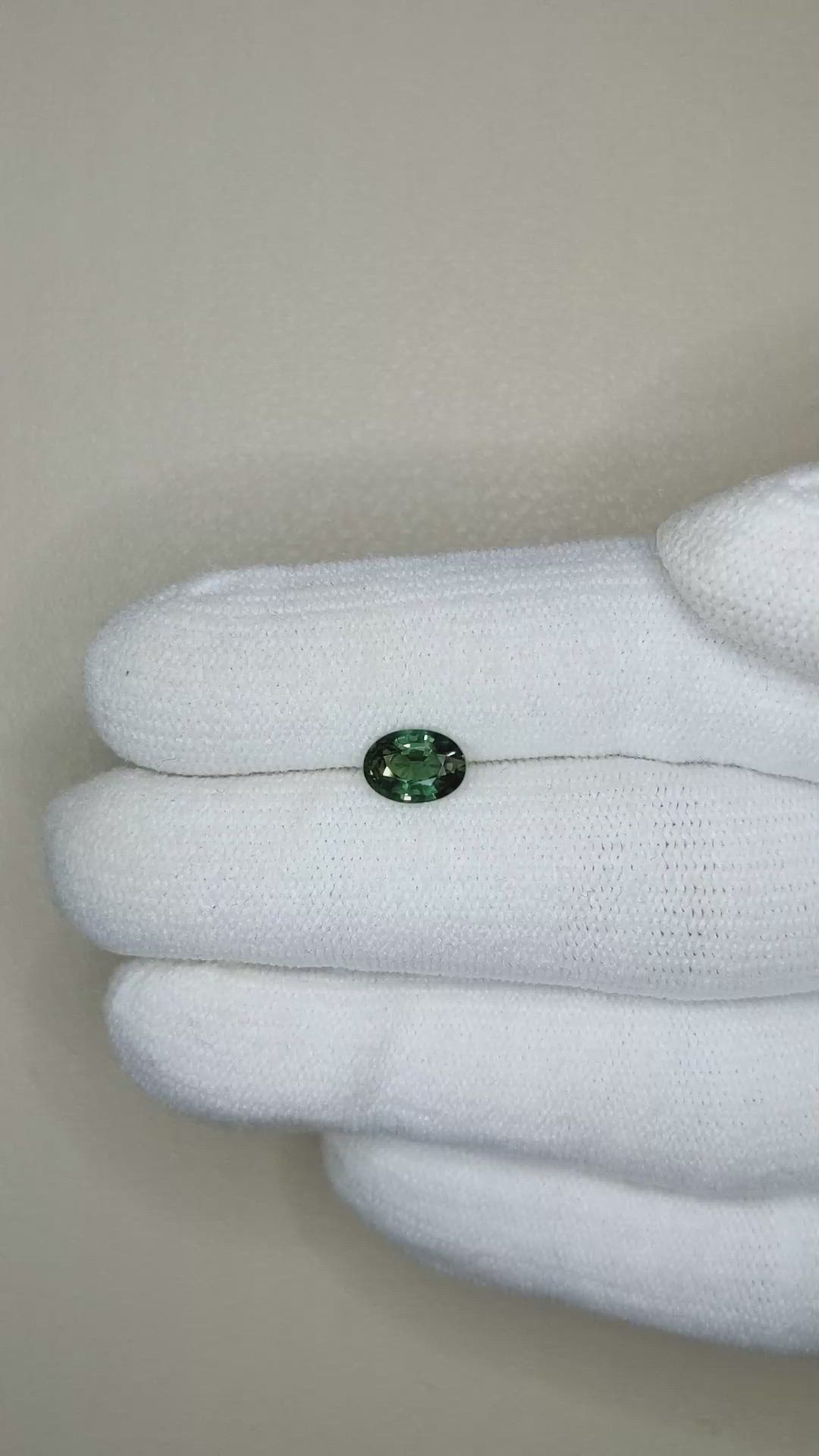 1.09 Ct. Bluish Green Sapphire from Thailand Size Video