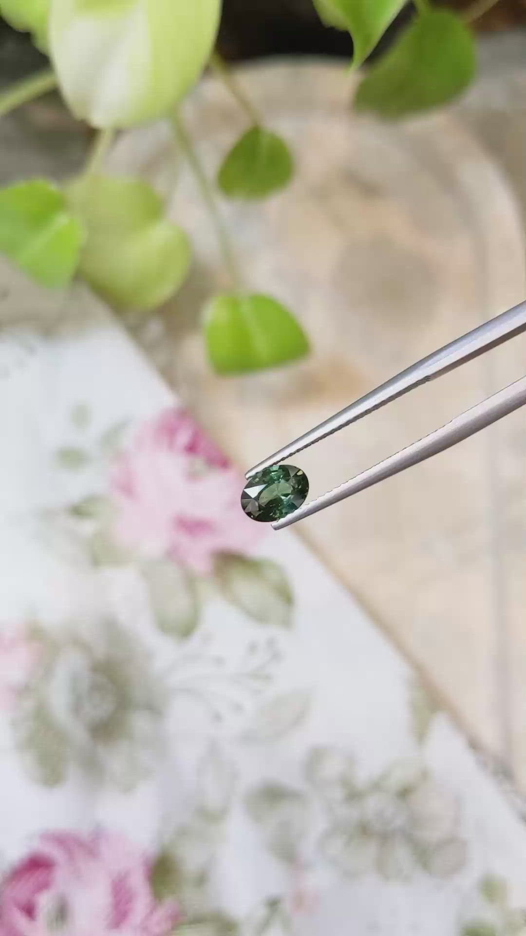 1.09 Ct. Bluish Green Sapphire from Thailand Size Video