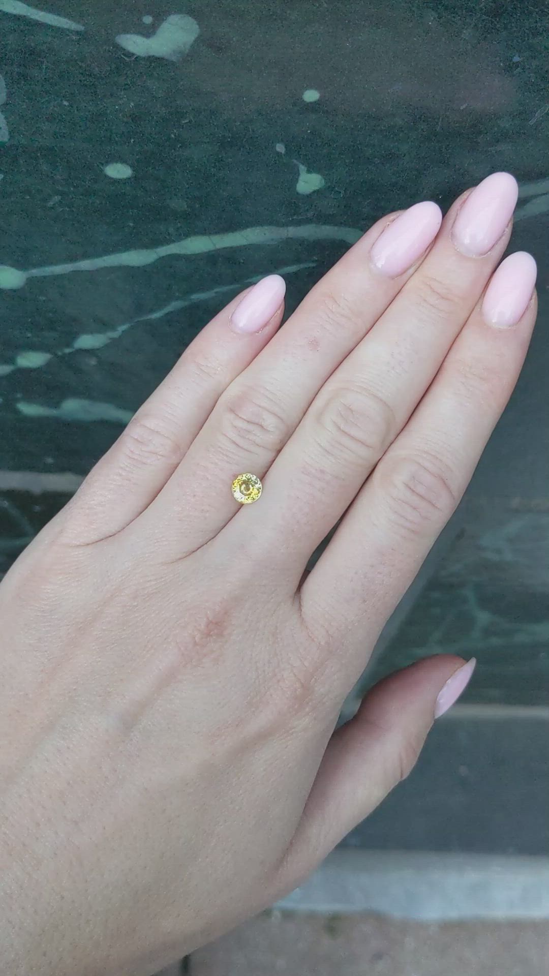 0.93 Ct. Greenish Yellow Sapphire from Ceylon (Sri Lanka) Size Video