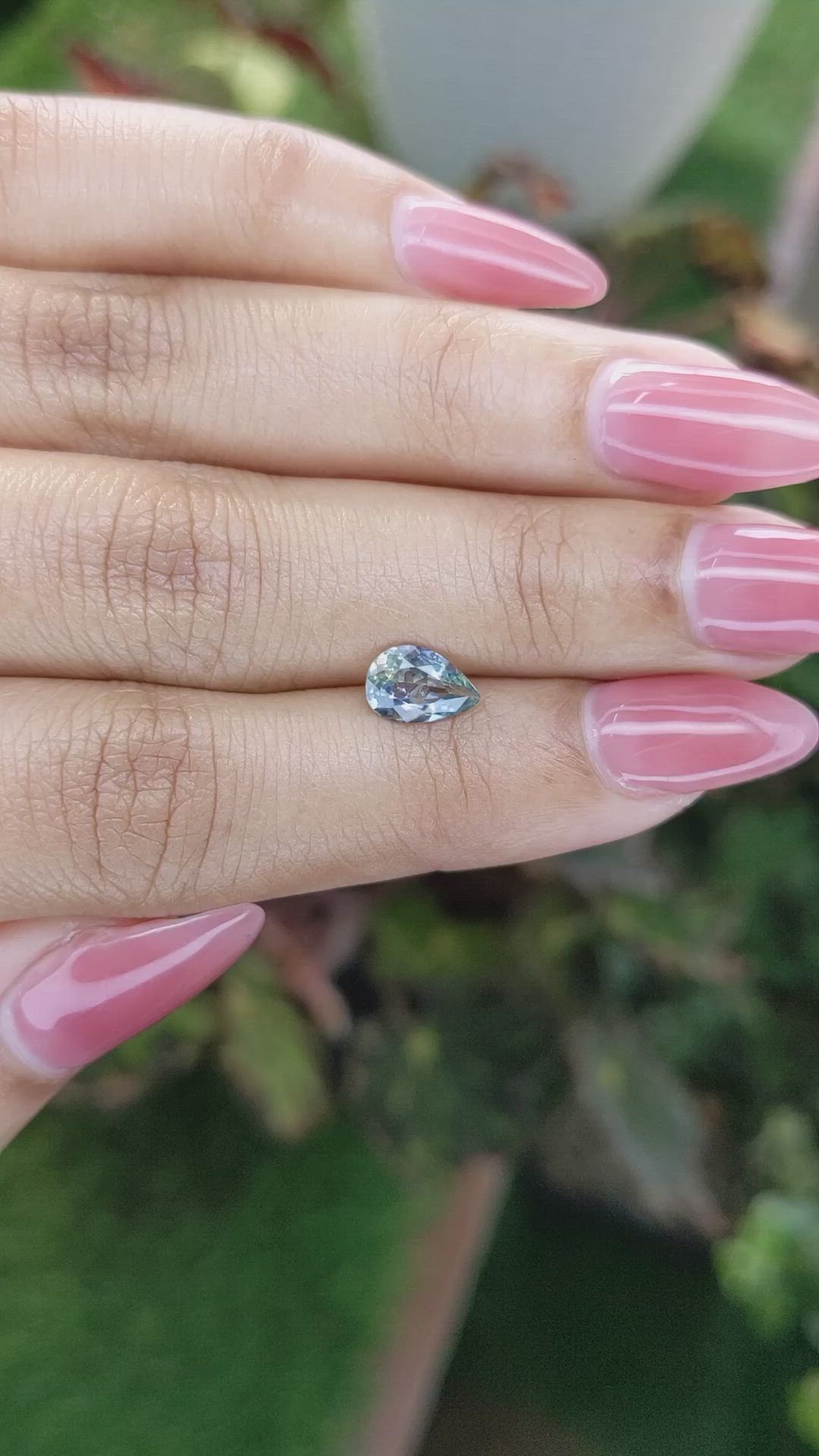 1.08 Ct. Bluish Green Sapphire from Madagascar Size Video