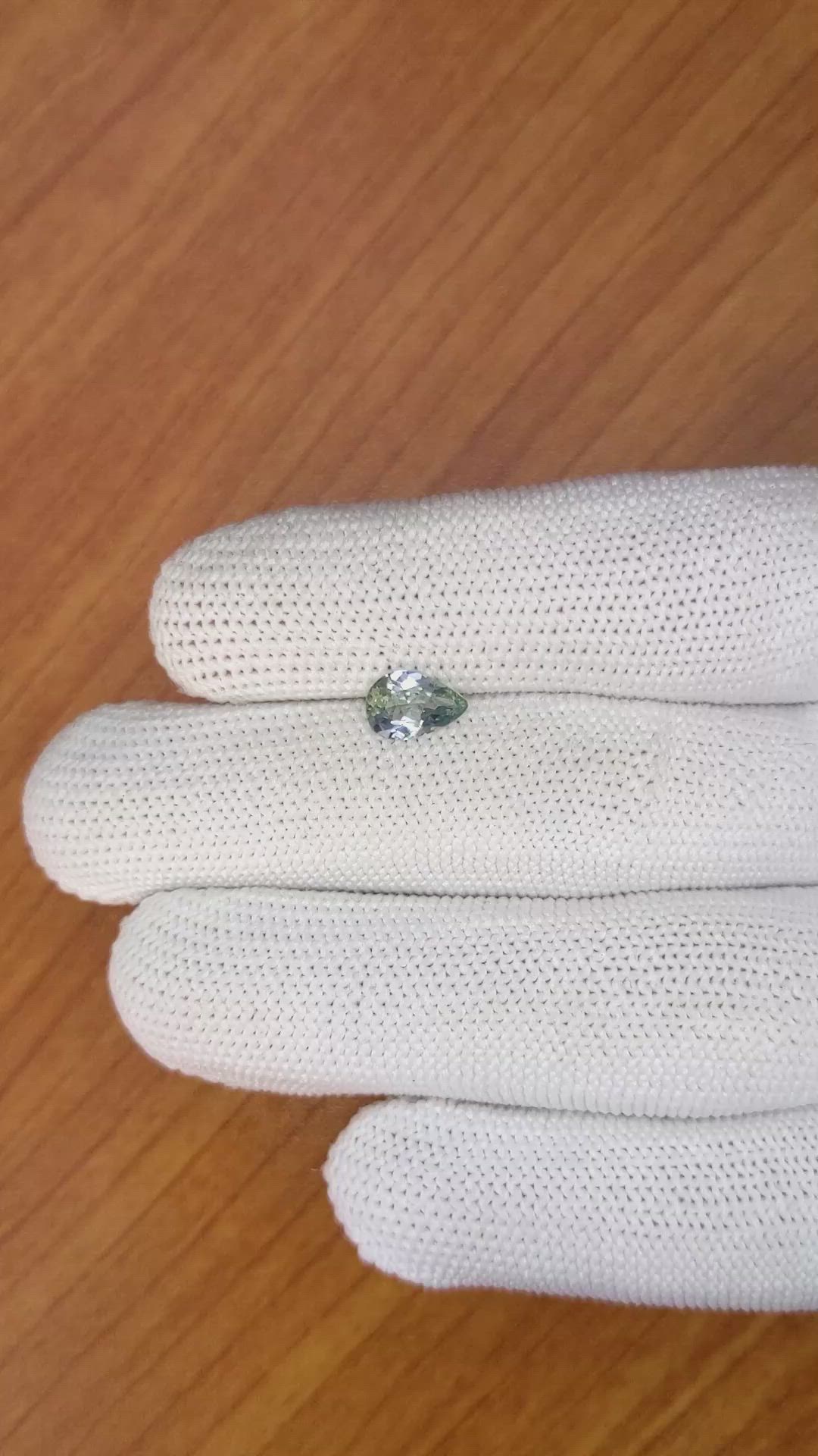 1.08 Ct. Bluish Green Sapphire from Madagascar Size Video