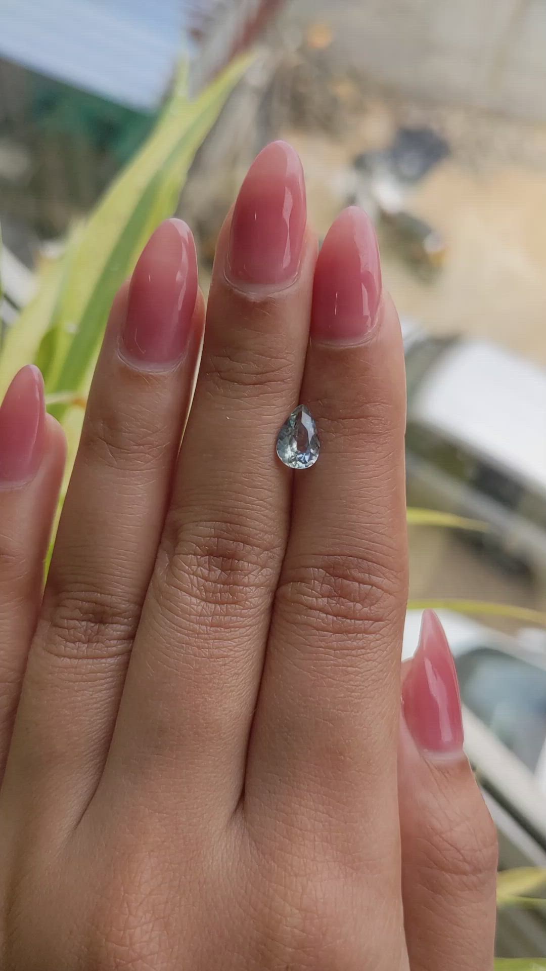 1.08 Ct. Bluish Green Sapphire from Madagascar Size Video