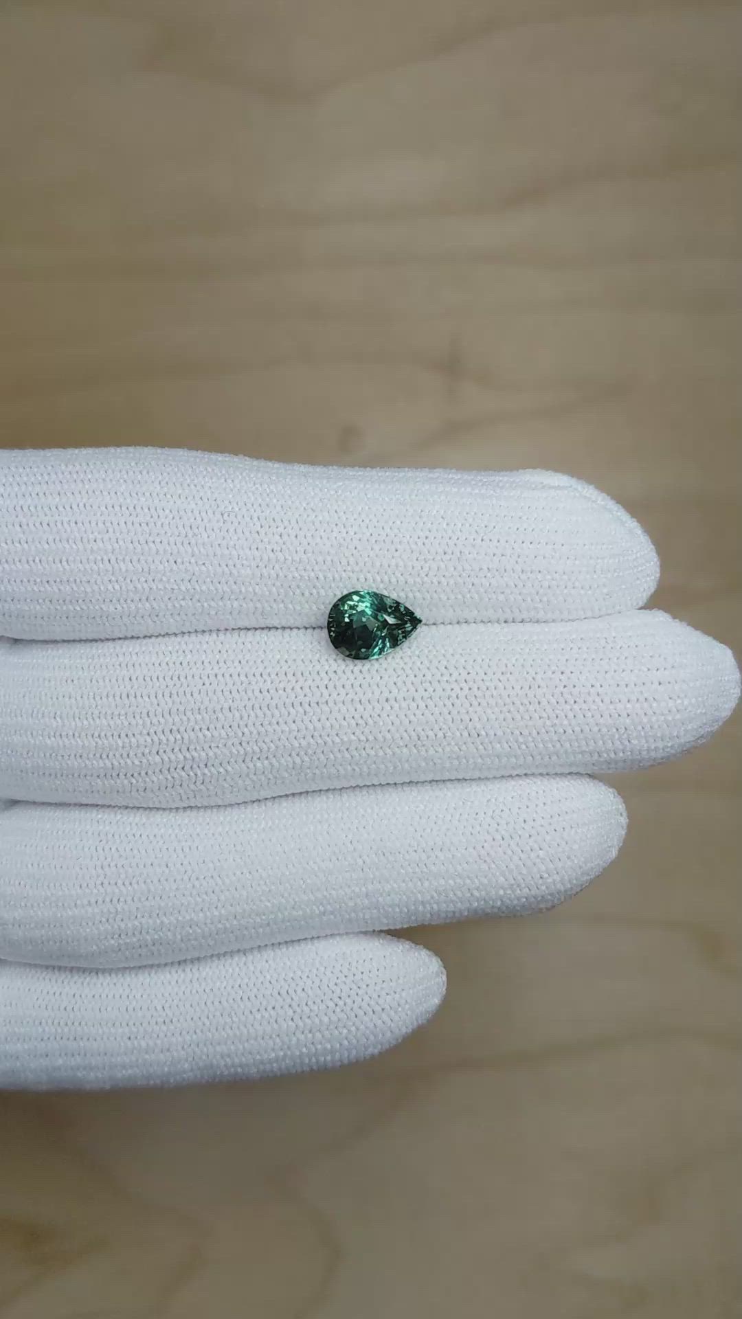 2.01 Ct. Bluish Green Sapphire from Madagascar Size Video