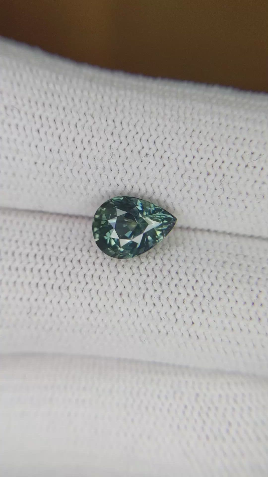 2.01 Ct. Bluish Green Sapphire from Madagascar Size Video